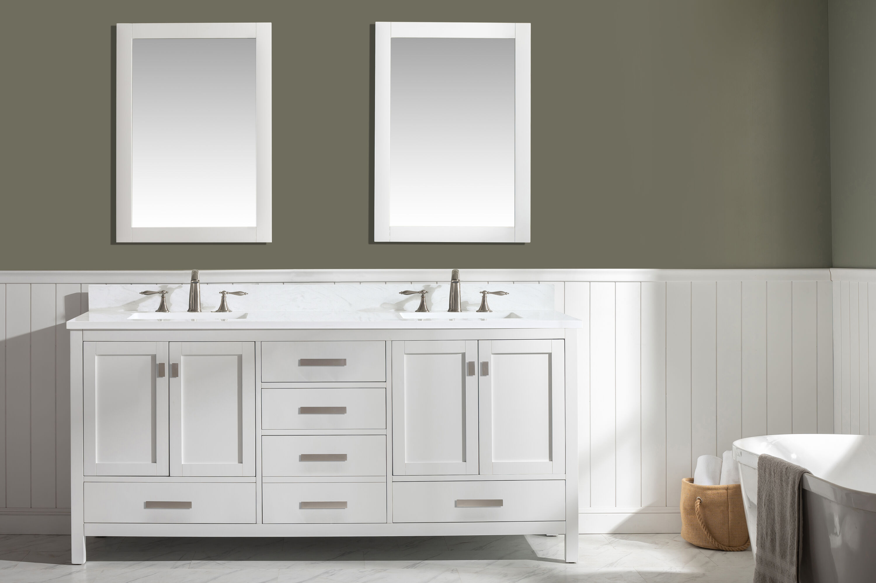 Design Element Valentino 72-in White Undermount Double Sink Bathroom ...