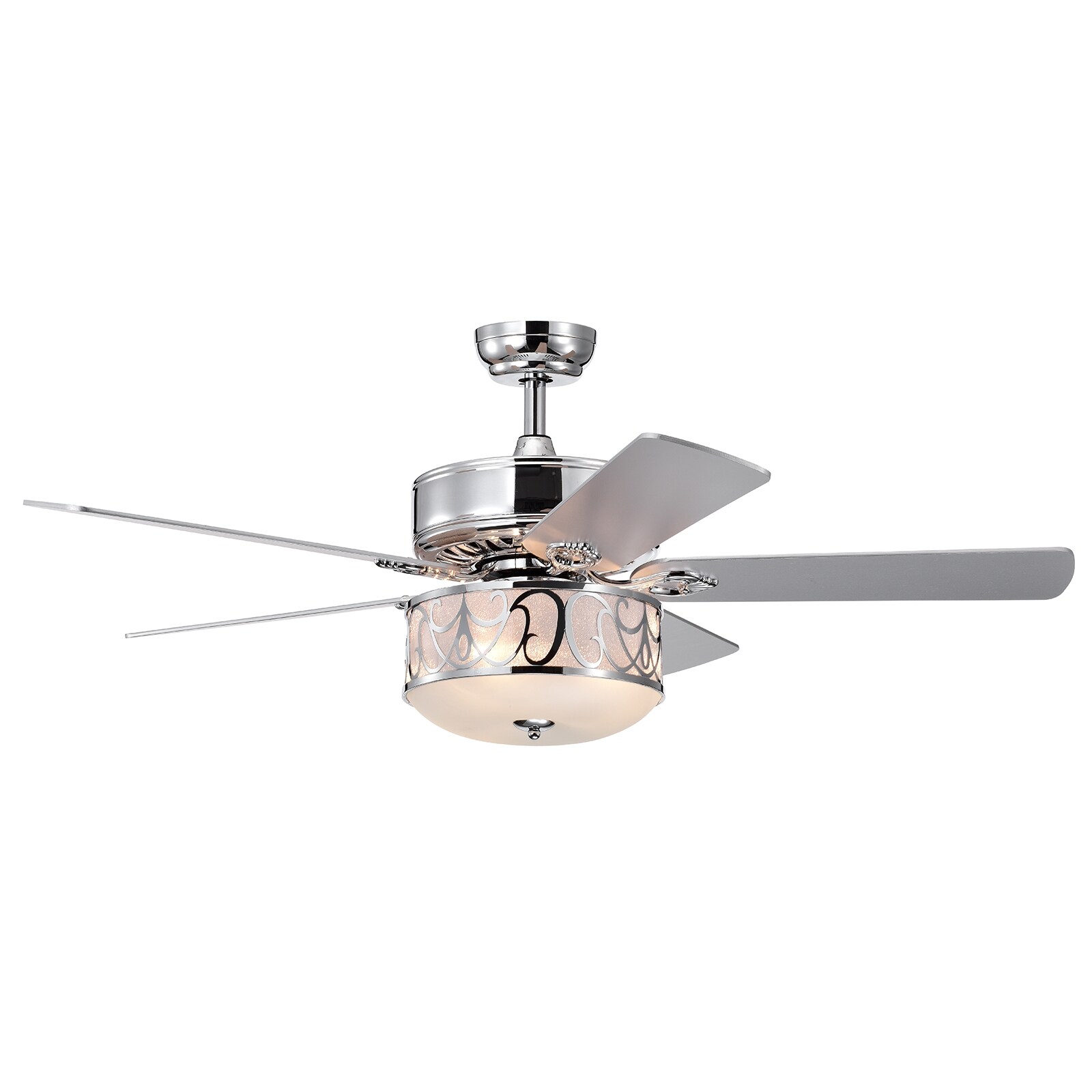 Slickblue D-CO-LS-SU12001SE 52 Inch Black and Silver Ceiling Fan with Iron/MDF Blades 3-Blade Integrated Light Fixture Remote Control Included for Bedroom Living Dining Room