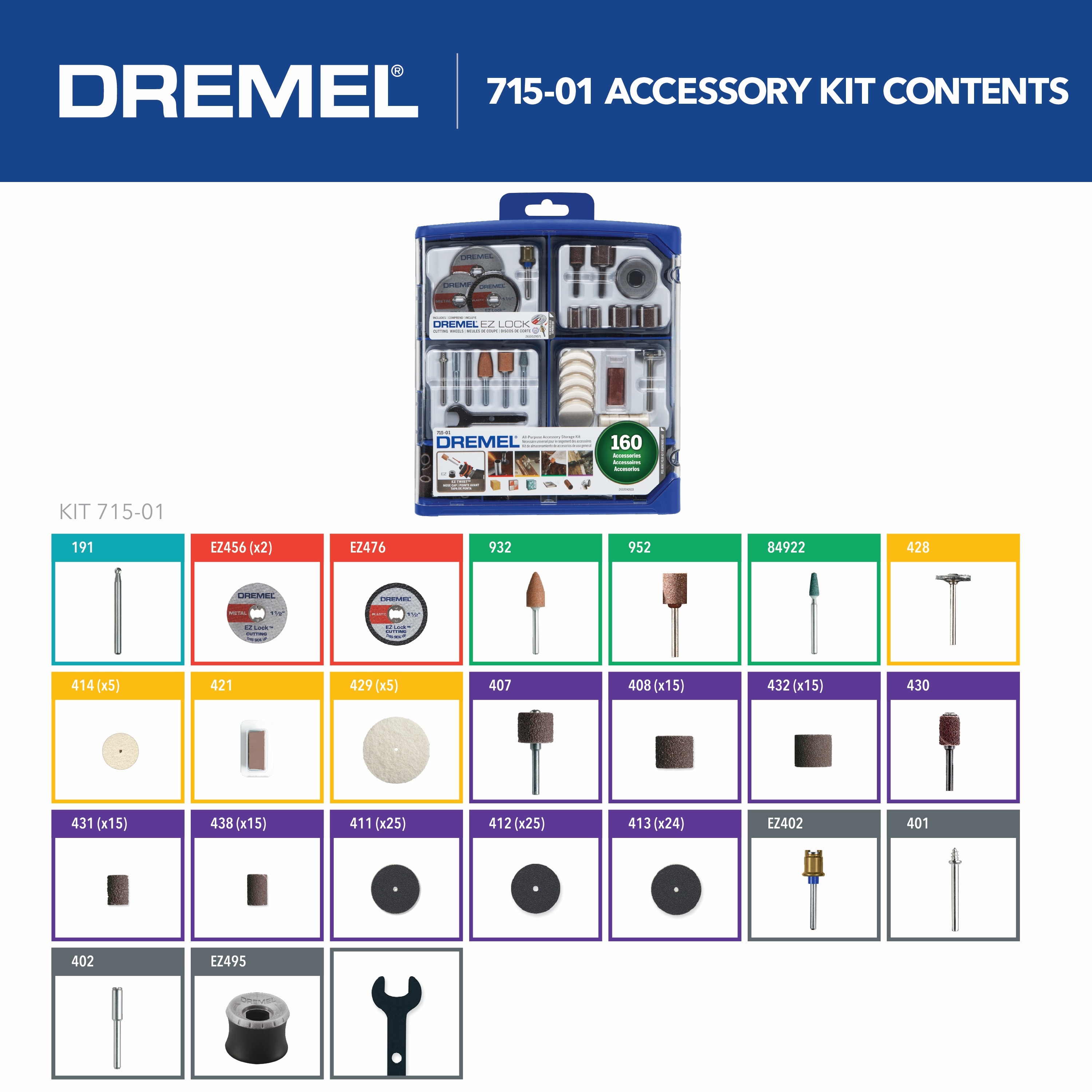Dremel 160-Piece Set Multipurpose Accessory Kit in the Rotary Tool Bits &  Wheels department at