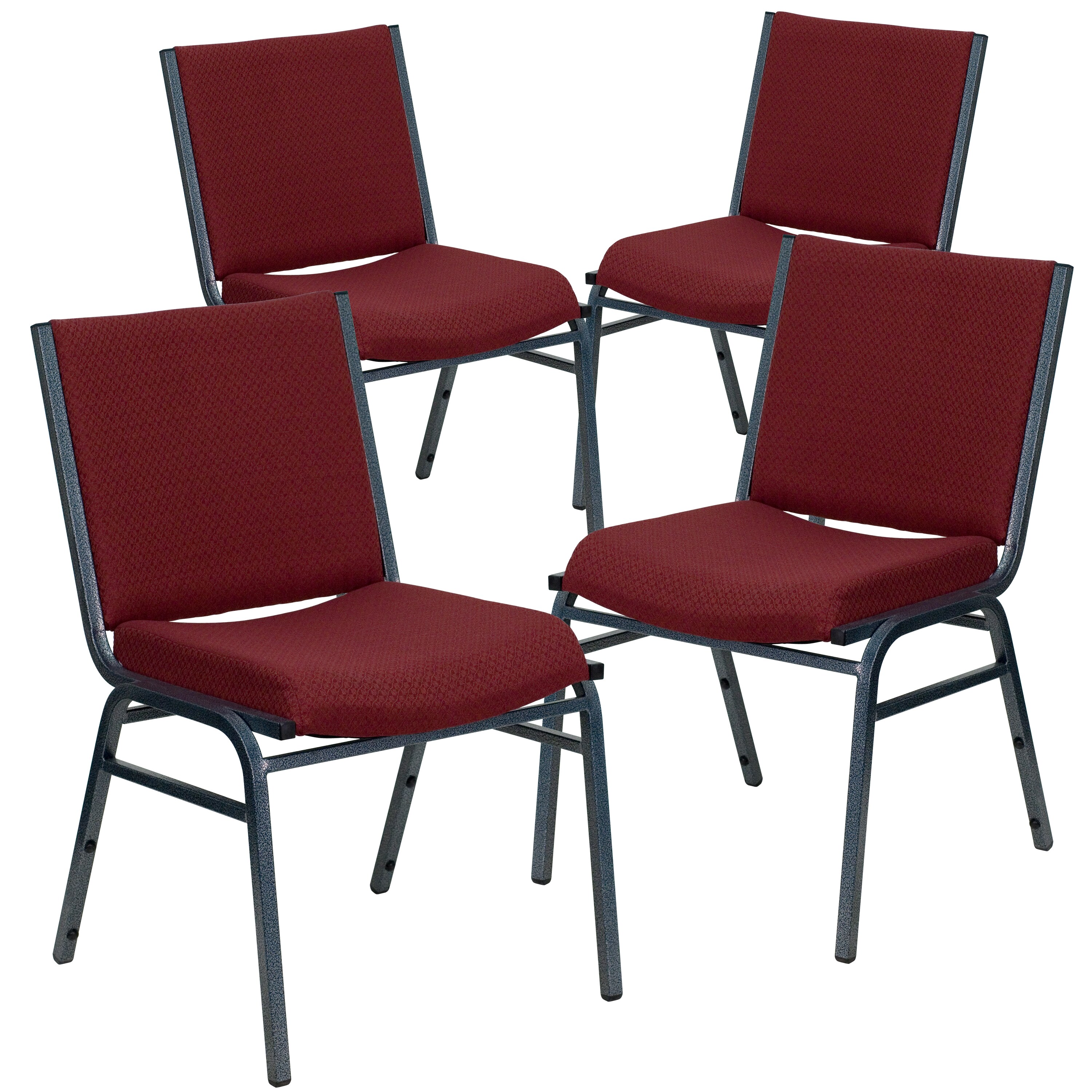 Flash Furniture 847254068239 4 Pack HERCULES Series Heavy Duty Burgundy Patterned Fabric Stack Chair