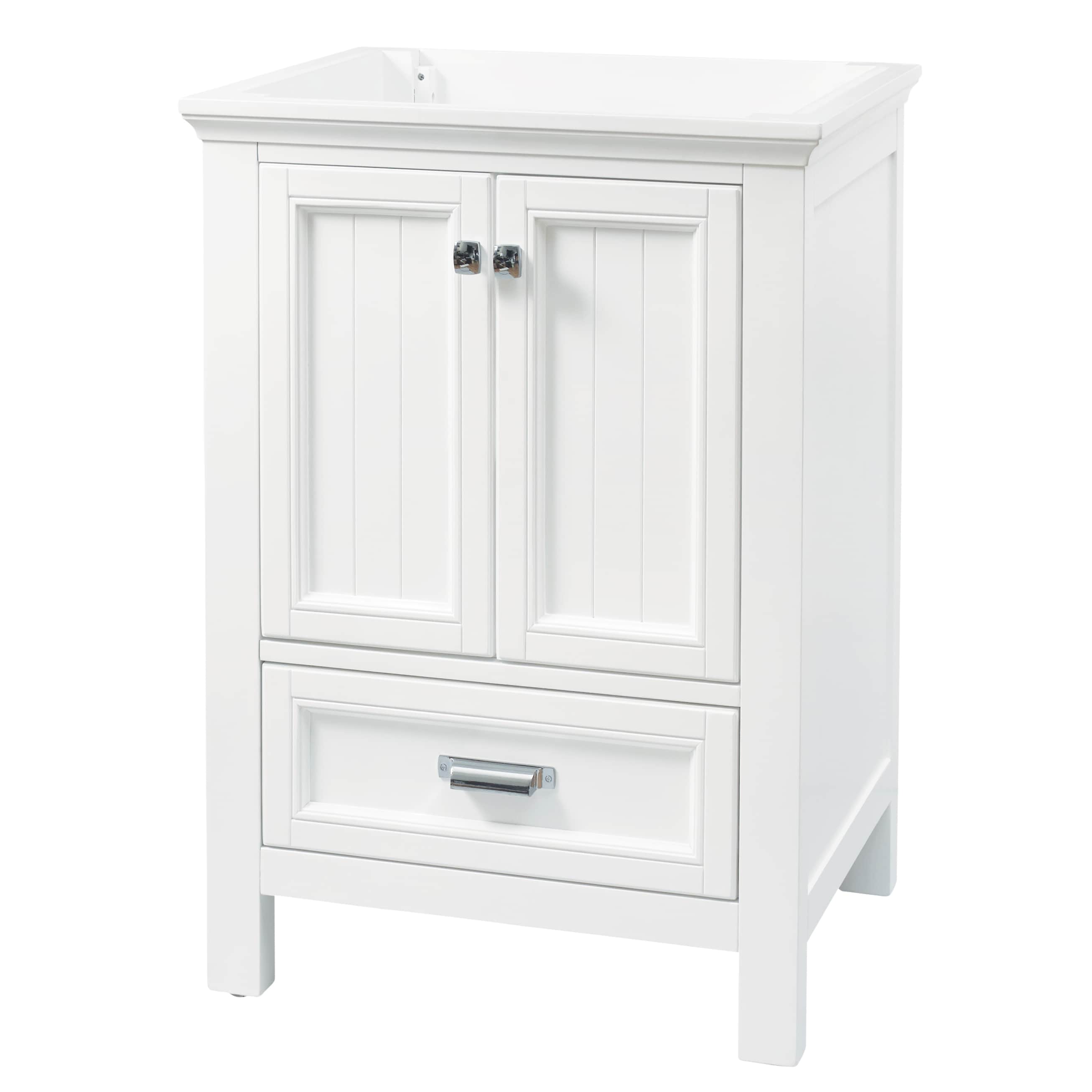 Brantley 24 Inch White Painted Bathroom Vanity with Chrome Hardware