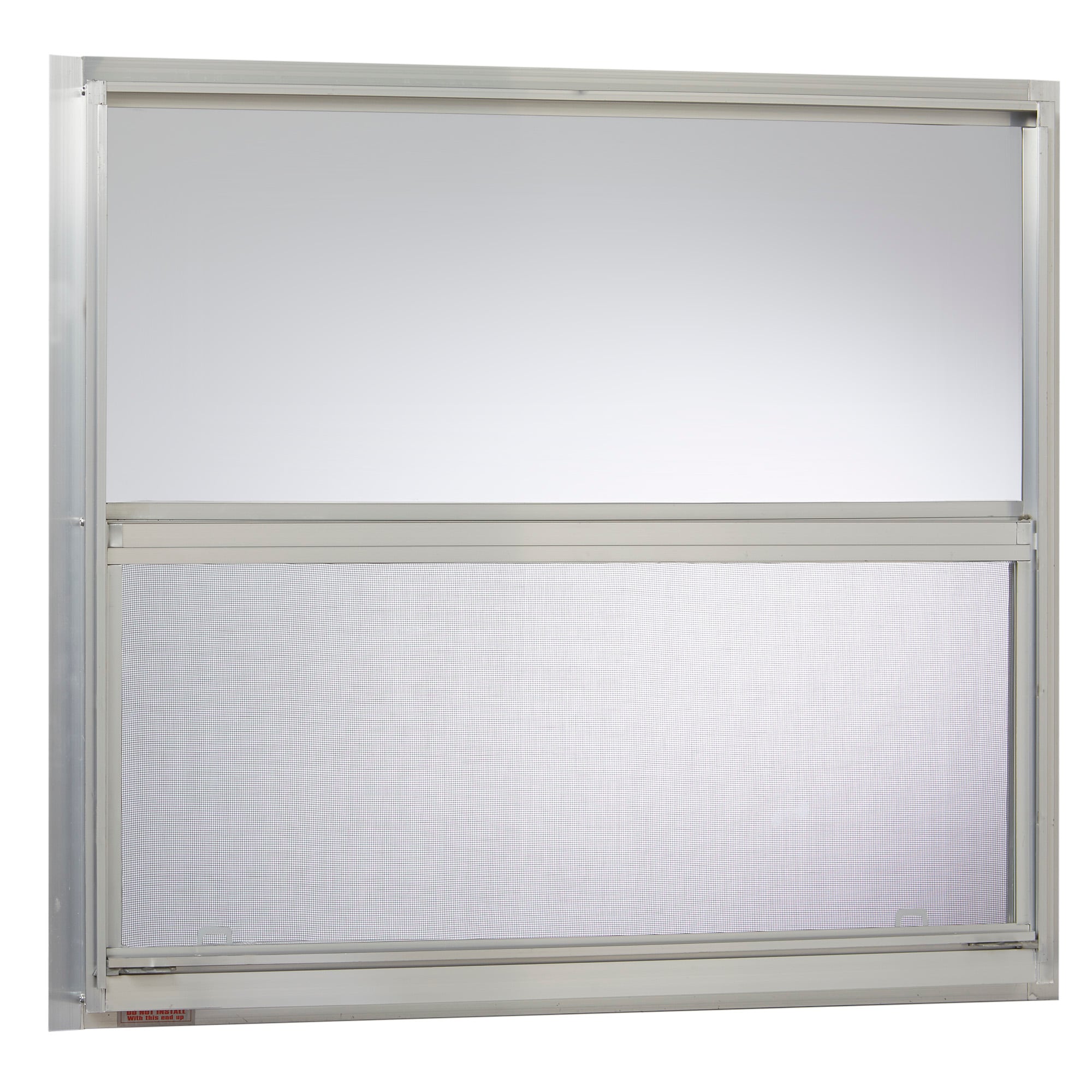 Project Source AMH3027PS 40000 Series 30-in x 27-in Silver Exterior Aluminum Replacement Single Hung Window Single Pane Glass (Half Screen Included)