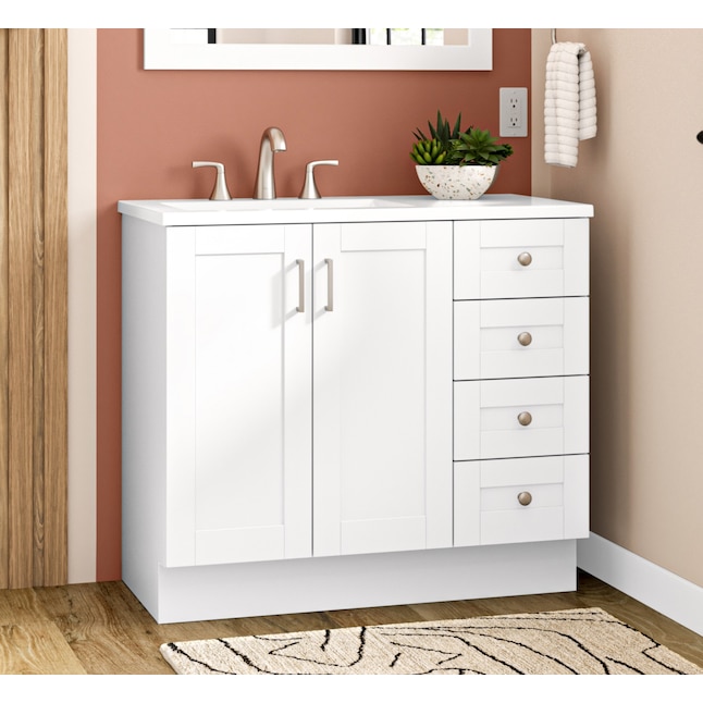 Volver a disparar Ocupar Repeler Style Selections Myers 36-in White Single Sink Bathroom Vanity with White  Cultured Marble Top (Mirror Included) in the Bathroom Vanities with Tops  department at Lowes.com