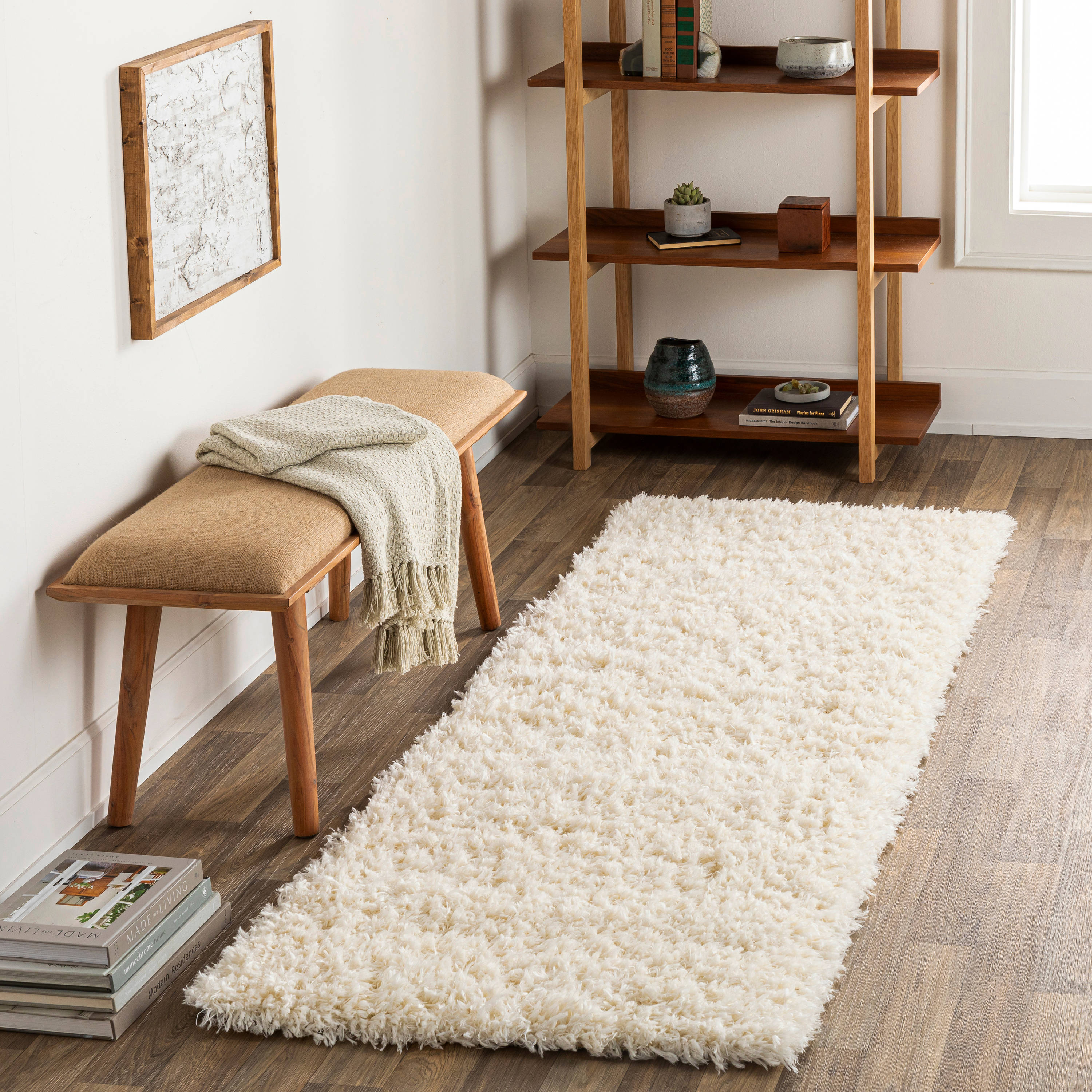 Livabliss ANG2304-2773 Angora 3 x 8 (ft) Flatweave Polyester Cream Rectangular Indoor Solid Mid-Century Modern Runner rug