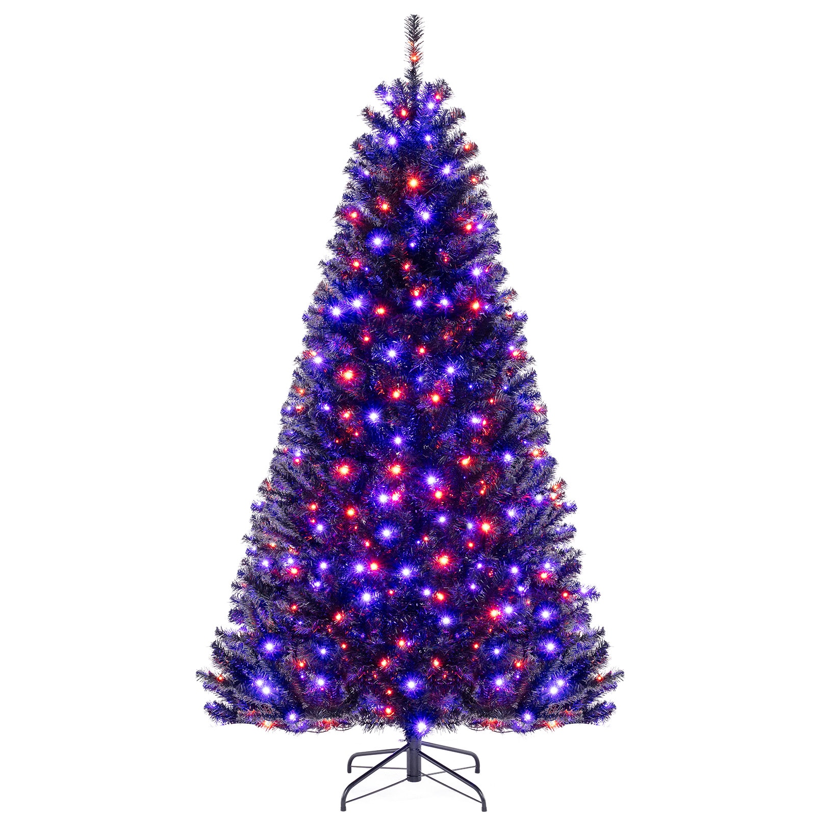 LIVIZA 7-ft Pre-lit Black Artificial Christmas Tree with Purple LED Lights