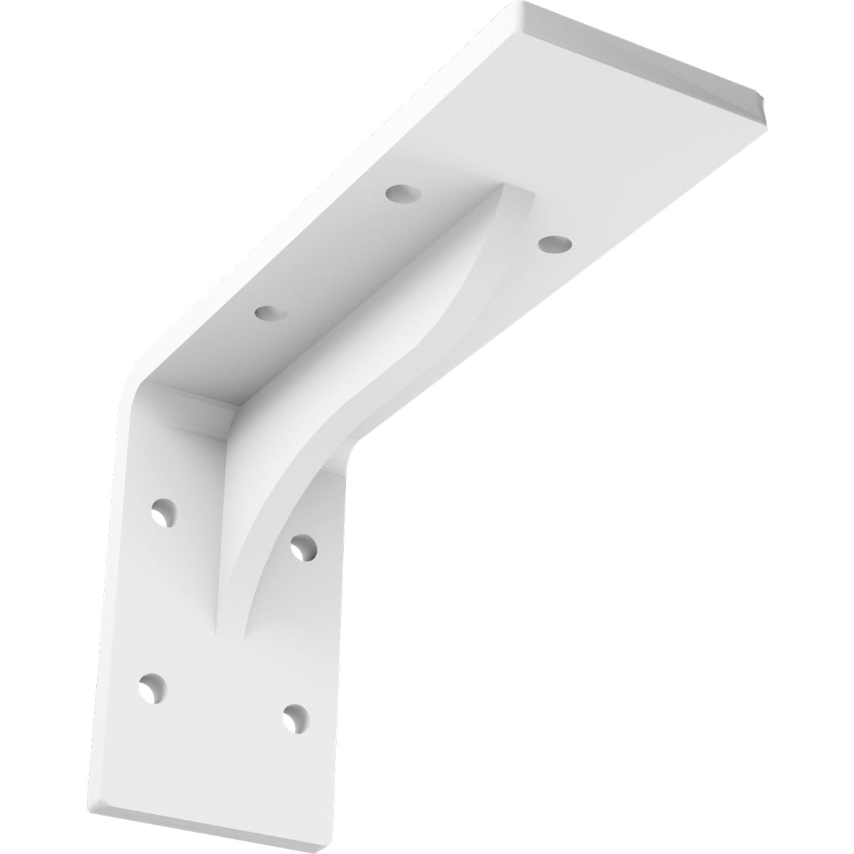 Ekena Millwork BKTM02X06X03EBPWH Embrey 6-in x 2-in x 3.75-in Primed Steel Mounting bracket
