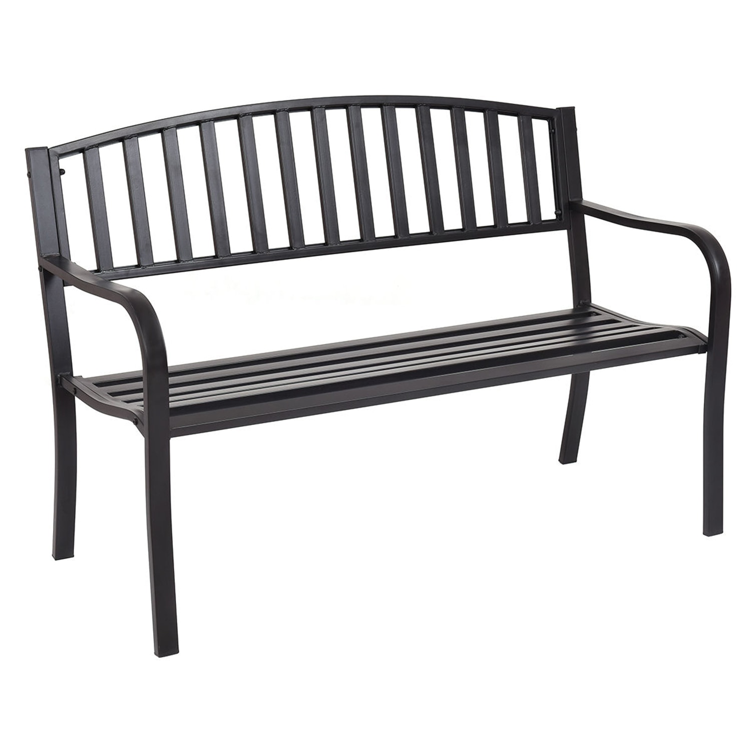 WELLFOR DOJ70535 CY Bench Loveseat 50-in W x 42.2-in H Black Steel Garden Bench