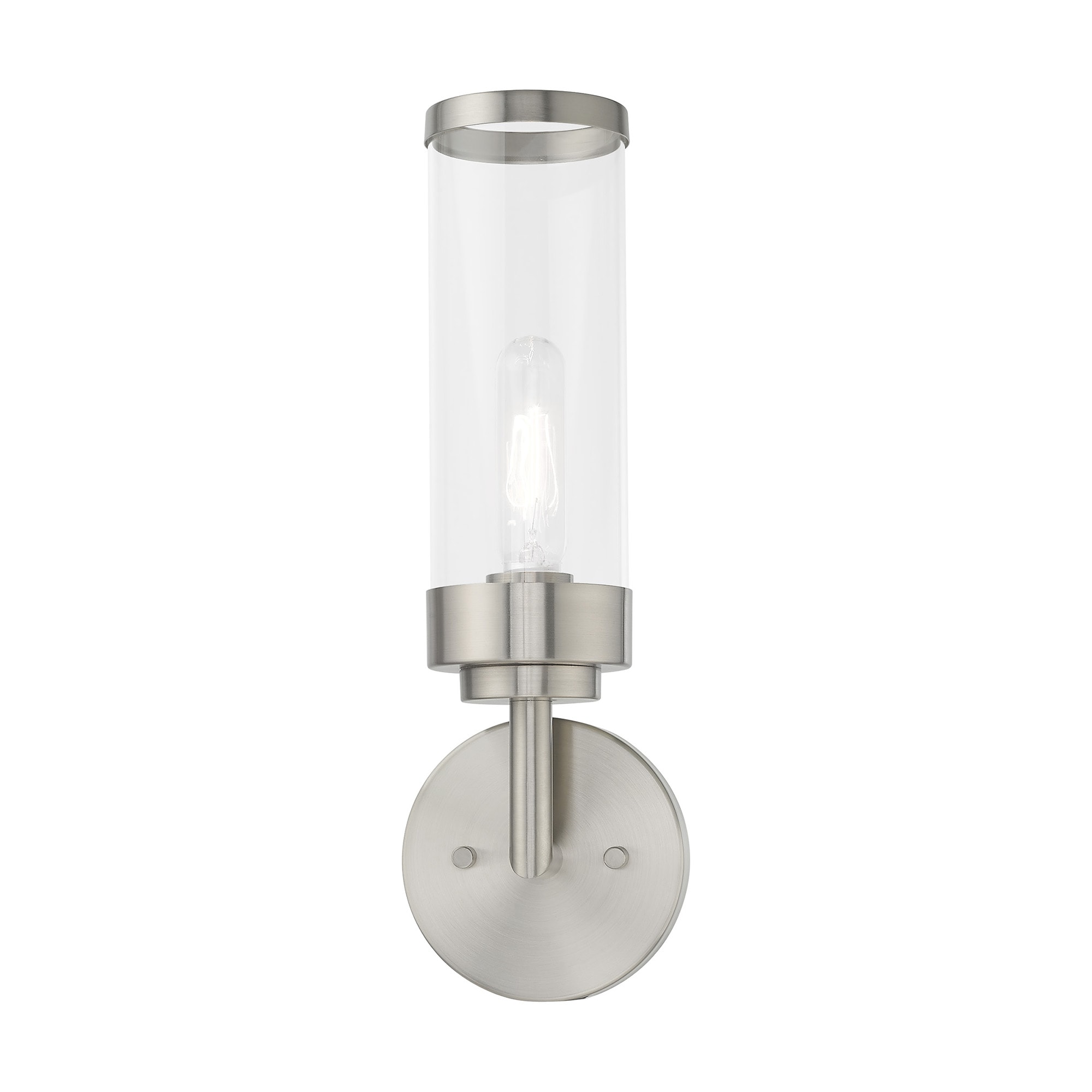 Hillcrest Brushed Nickel 1-Light Wall Sconce with Clear Glass Shade