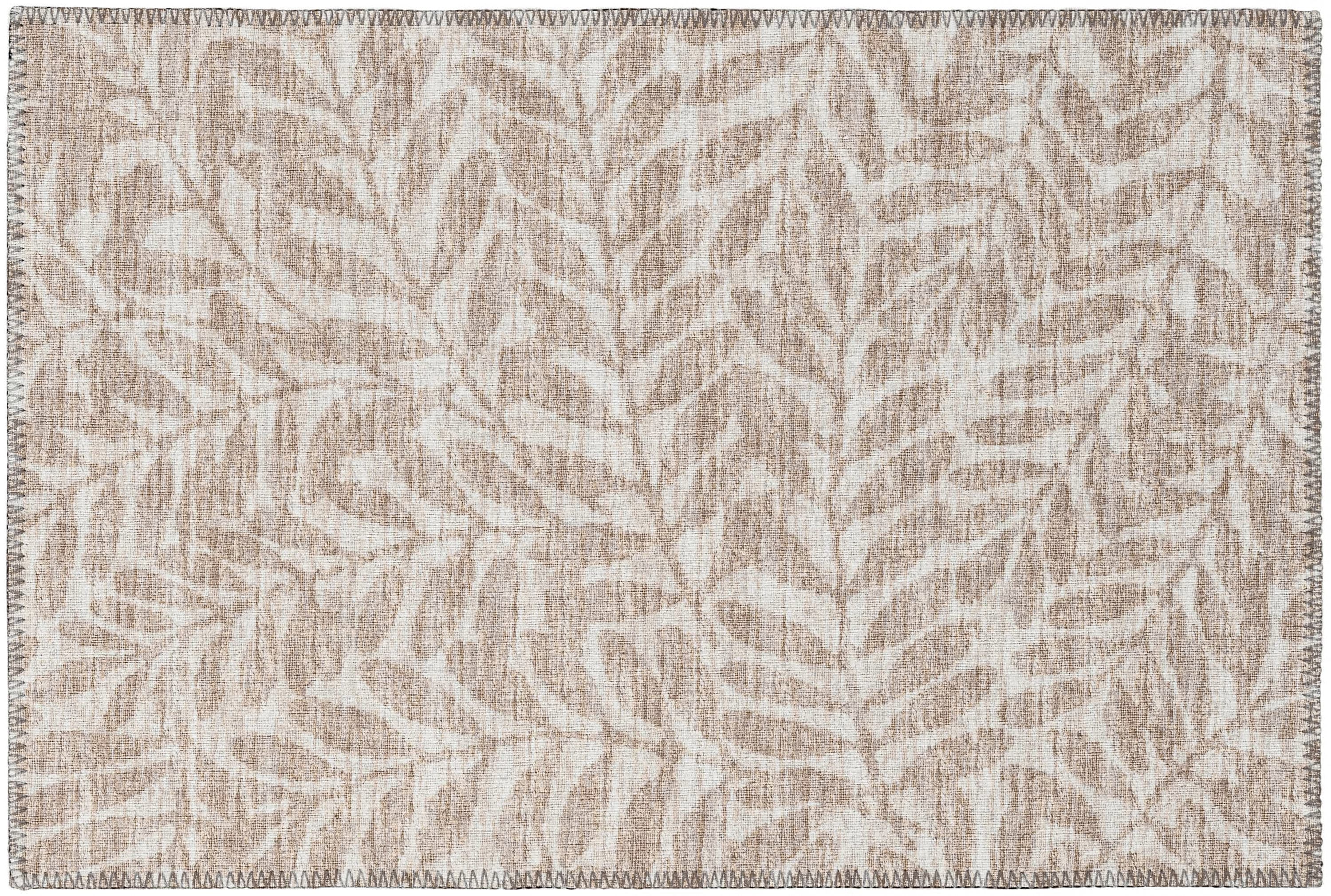 Addison Rugs AYU35TA20X30 Yuma 2 x 3 (ft) Chenille Taupe Rectangular Indoor/Outdoor Floral/Botanical Tropical Machine washable Throw rug