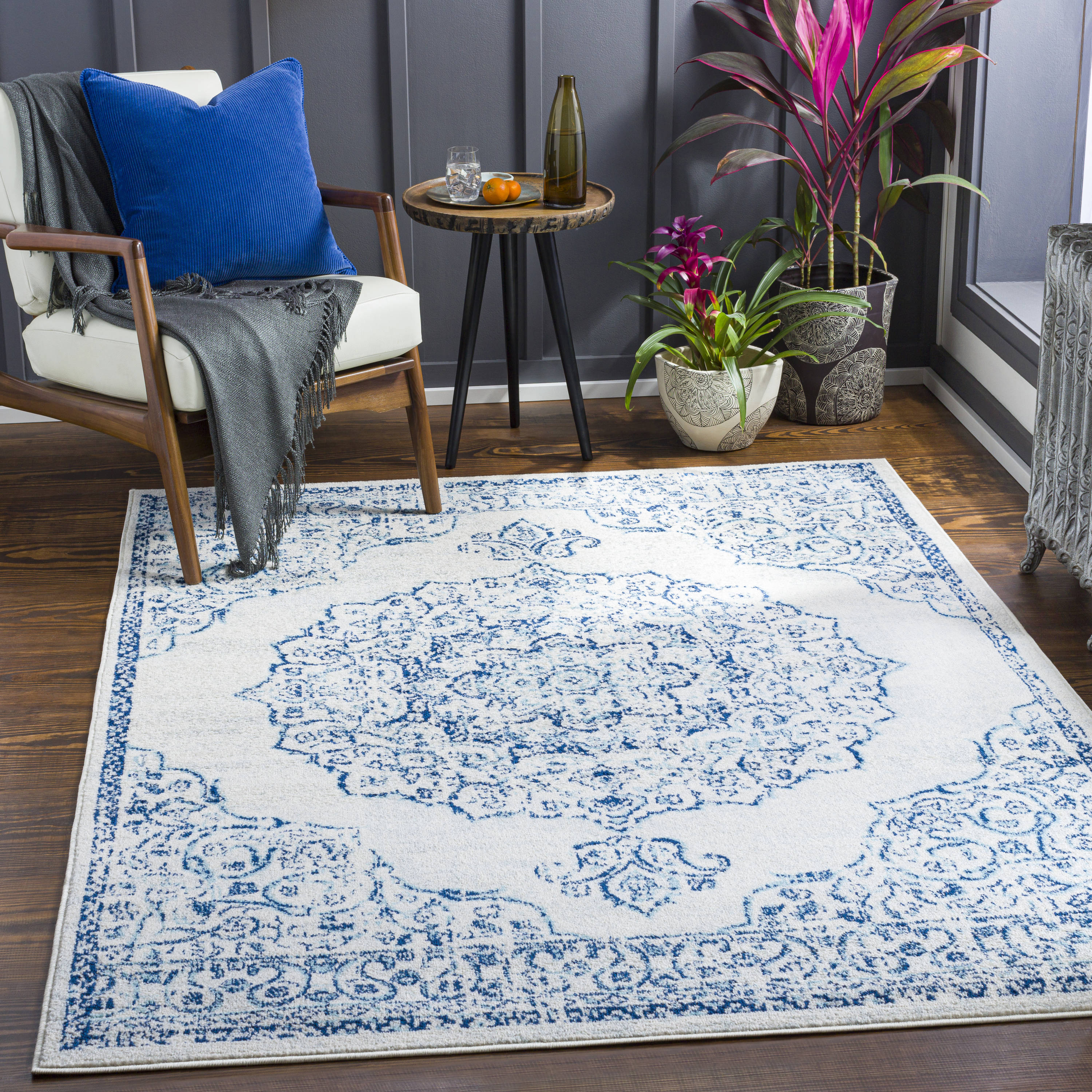 Surya CHE2378-5373 Chester 5 X 7 (ft) Dark Blue Indoor Medallion Oriental Area Rug