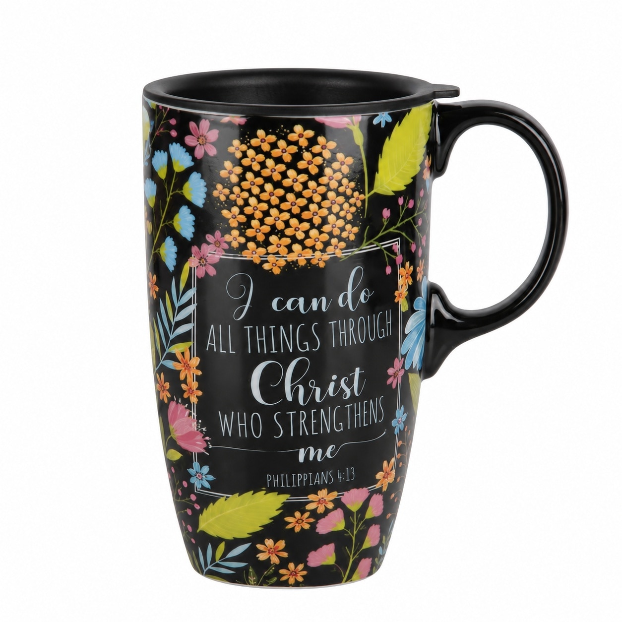 Aoibox  17 oz Ceramic Travel Coffee Mug with Lid High Fired Porcelain Garden Design Microwave and Dishwasher