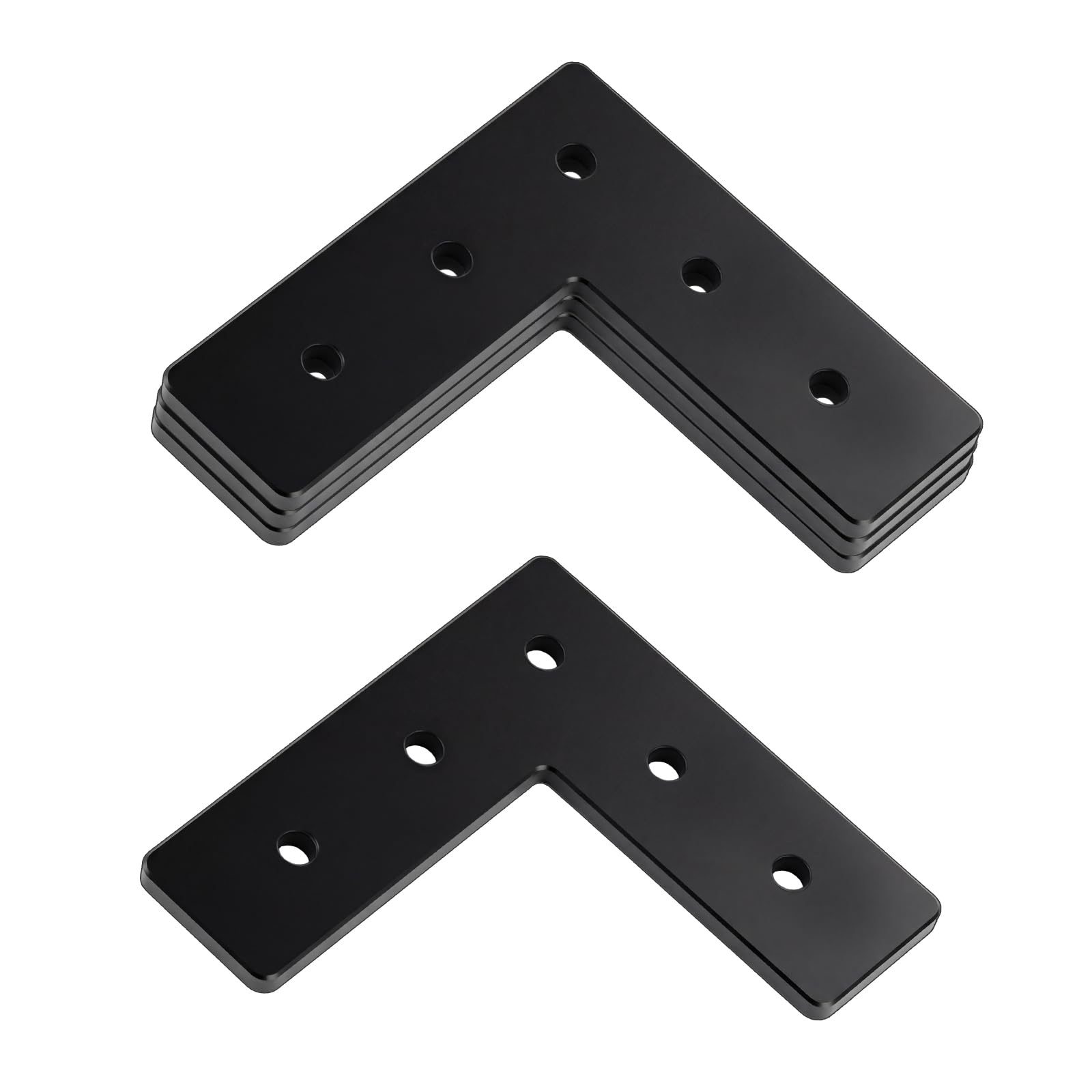Phyfalip  4 Pack 4 Inch L Mending Plate Heavy Duty Steel Flat Corner Brace Bracket with Pre Drilled Holes Black durable home and garden accessory