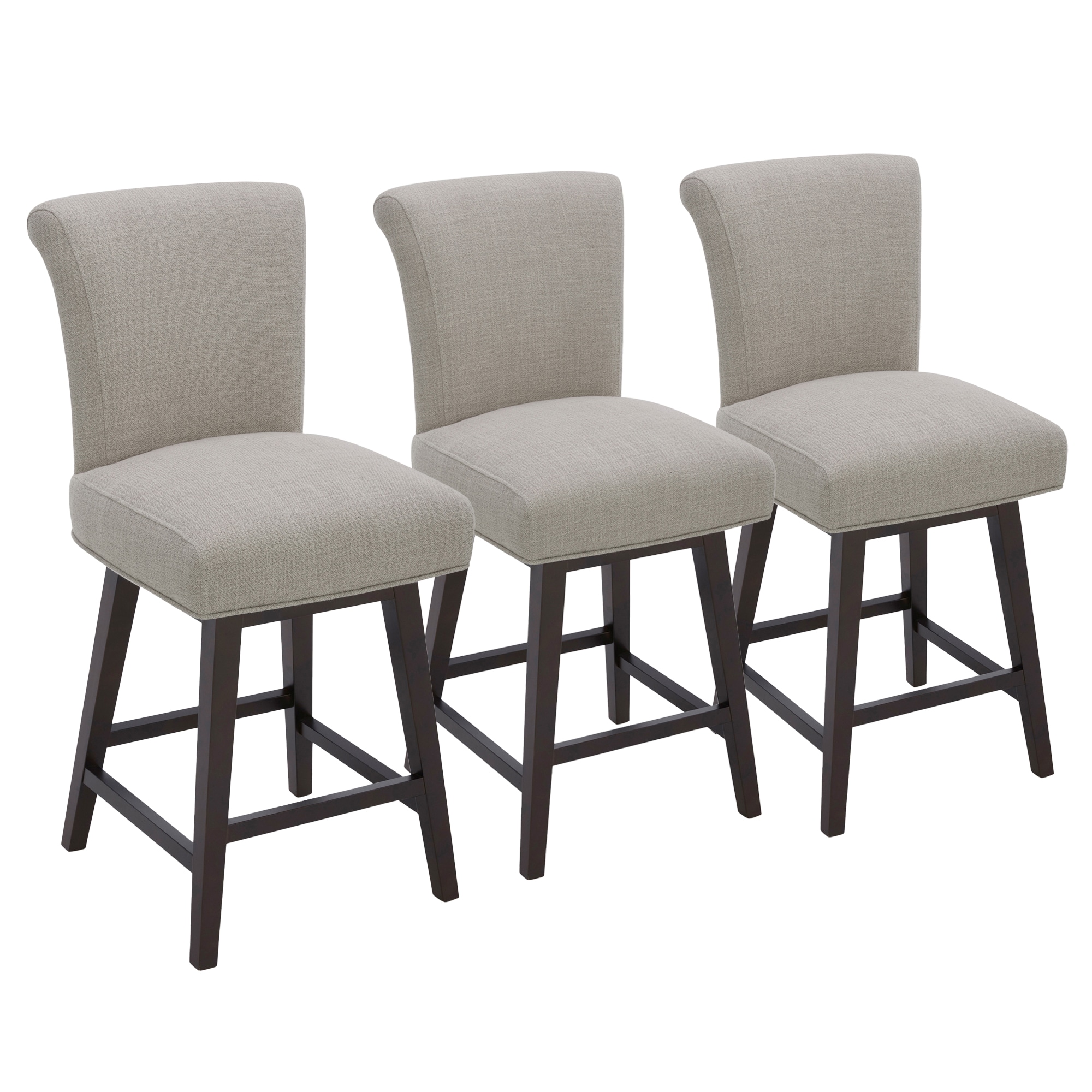 Circle 55 3-LWSY606D-C0200320T 3 -Set Flax Beige 26-in H Counter height Square seat Upholstered Swivel Wood Bar Stool and Back