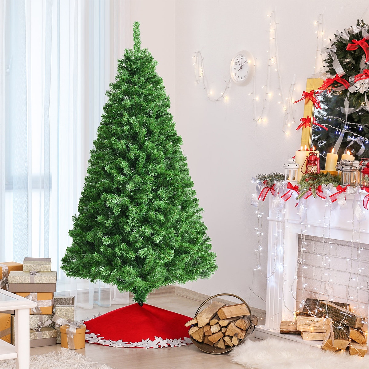 WELLFOR 6-ft Pre-lit Artificial Christmas Tree in the Artificial ...