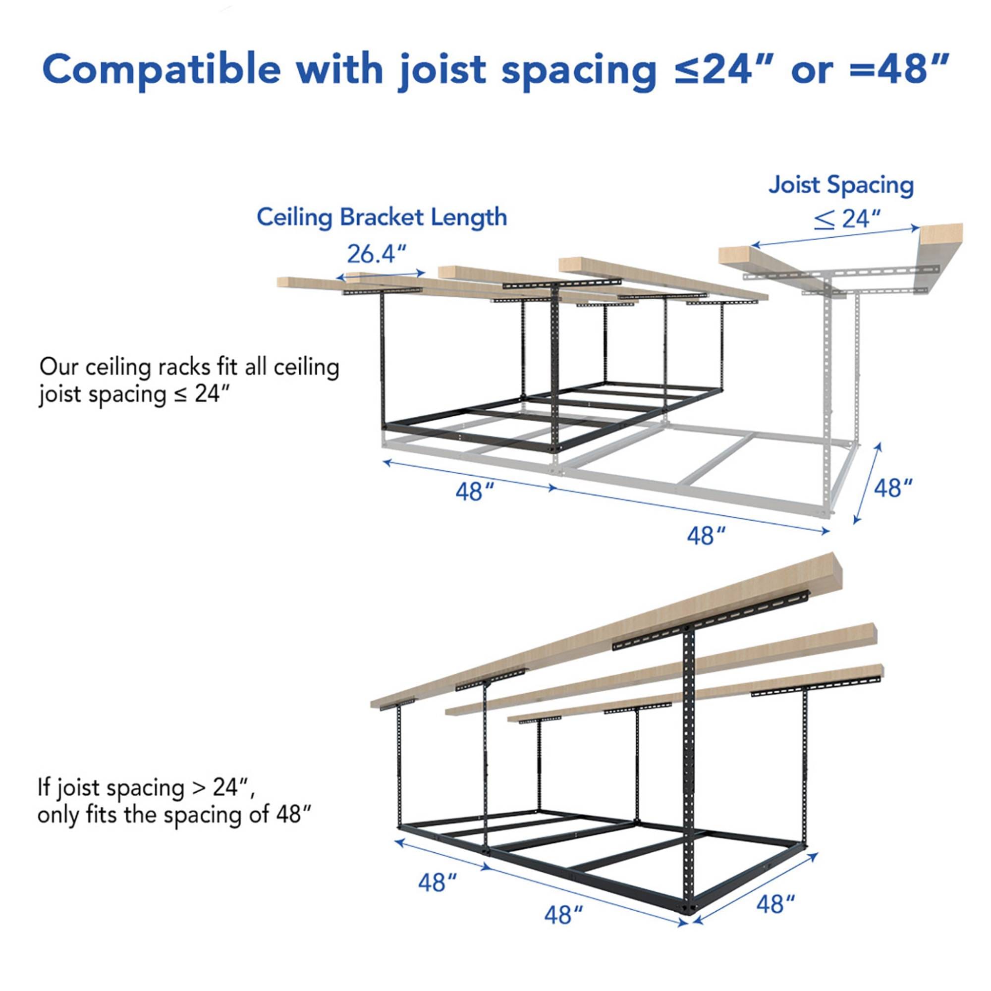 Fleximounts Adjustable Height Overhead Garage Storage 600-lb In Black ...