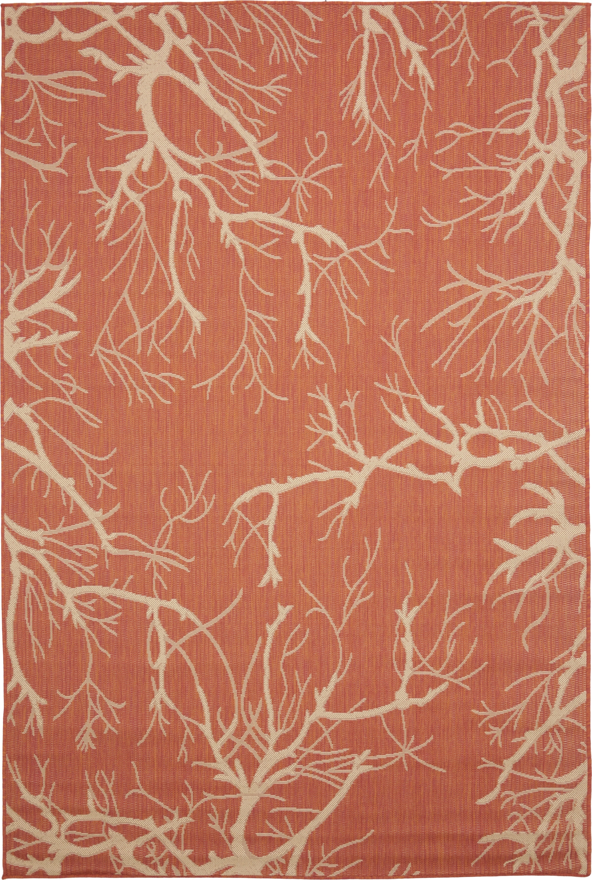 Unique Loom 3135585 Branch Outdoor 6 x 9 (ft) Loomed Polypropylene Terracotta/Beige Rectangular Indoor/Outdoor Floral/Botanical Area rug