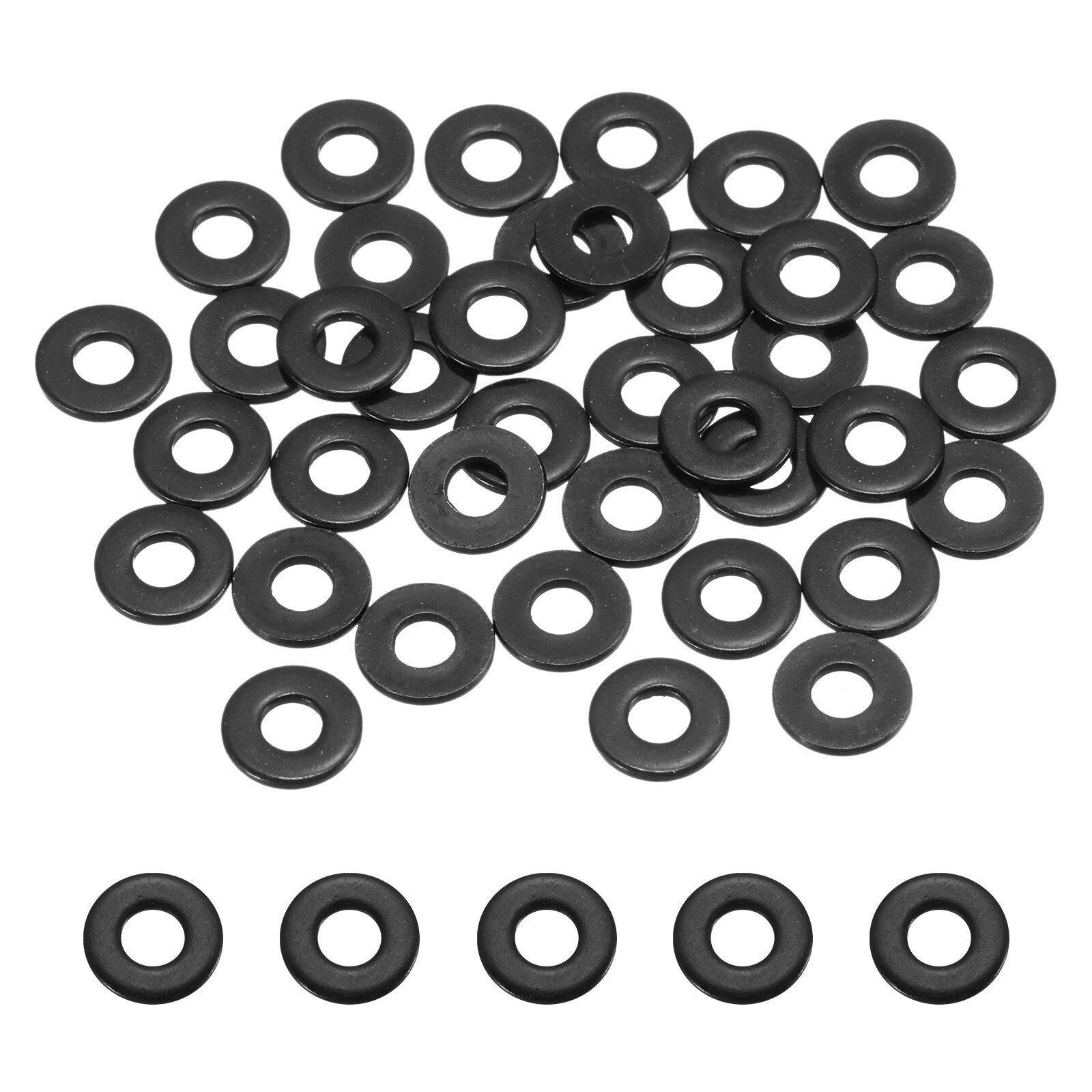 Unique Bargains 120pcs M3 ID x 8 mm OD Flat Washers 304 Stainless Steel Metal Washers Black Zinc Sealing Crush Rings for Screws and Bolts