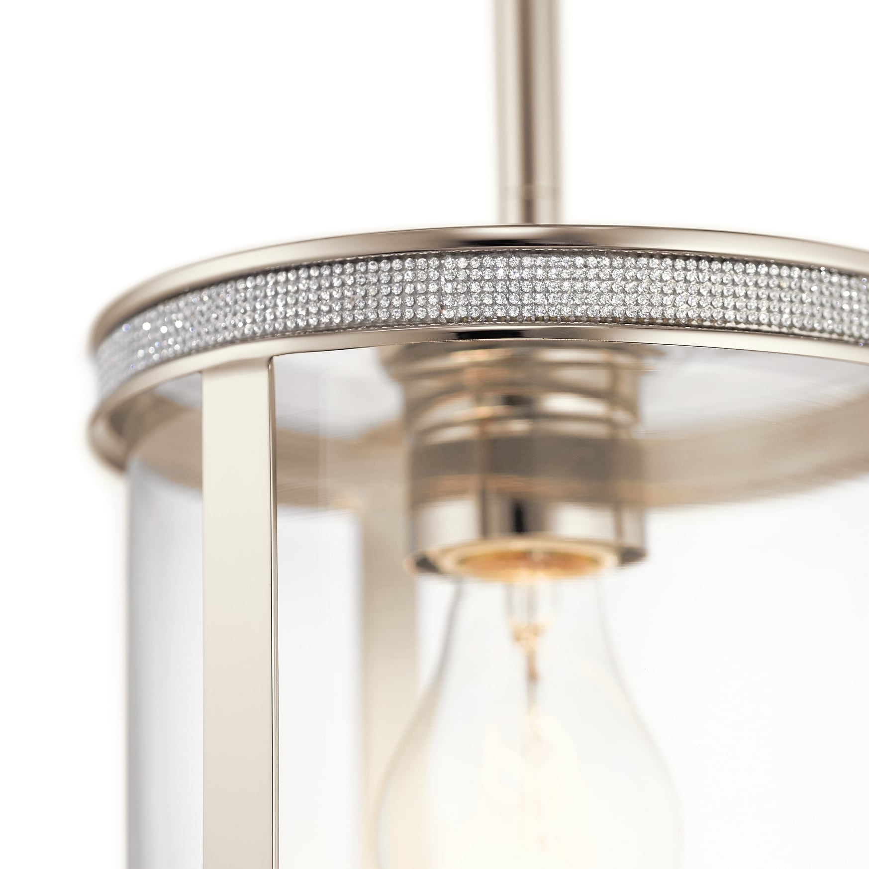 kichler angelica polished nickel industrial clear glass cylinder pendant light