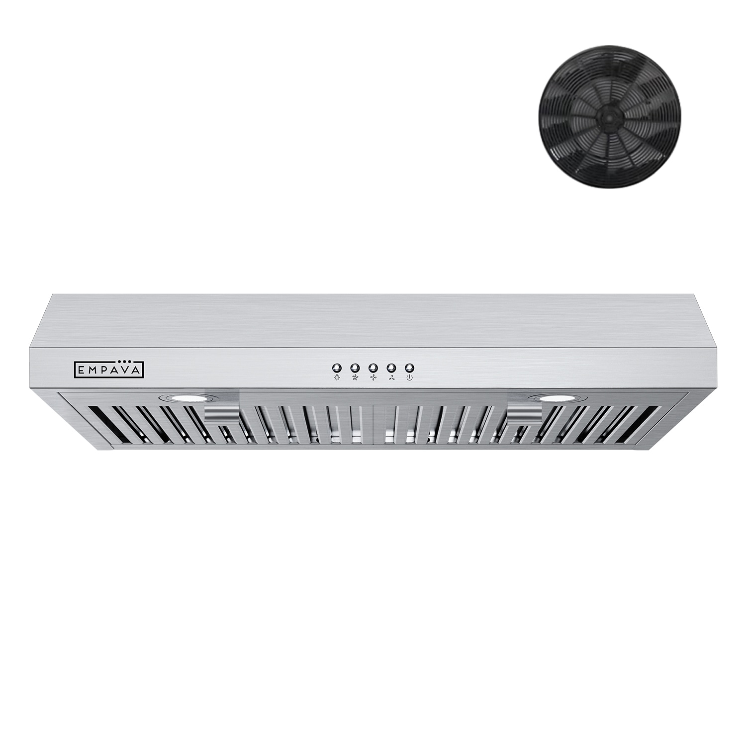 Empava EMPV-30RH15F 30 inch Ductless 300-CFM sliver Under Cabinet Range Hood with Charcoal Filter