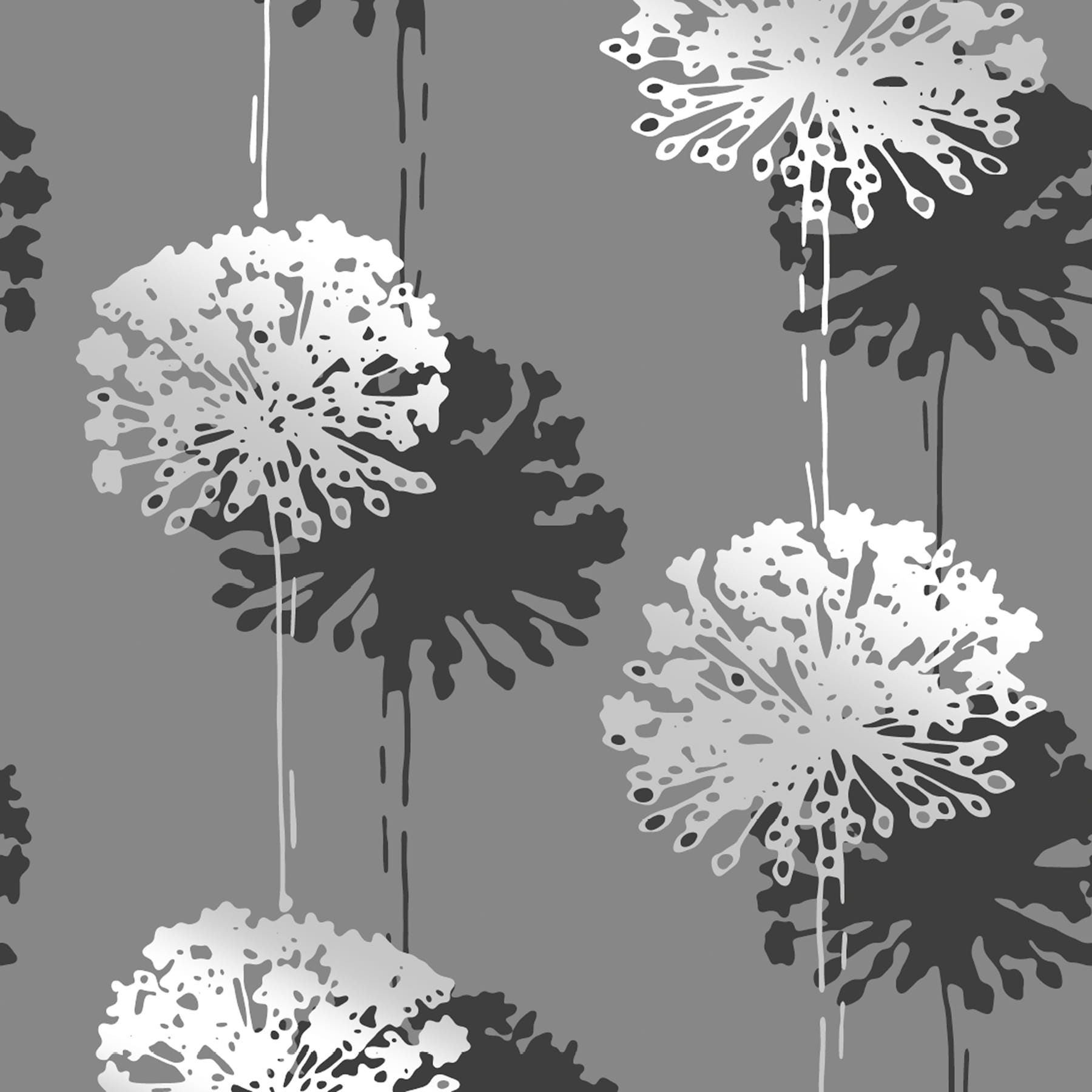 Sandudd SD5281-3 56.4-Sq. Feet Grey Non-woven Floral Unpasted Wallpaper