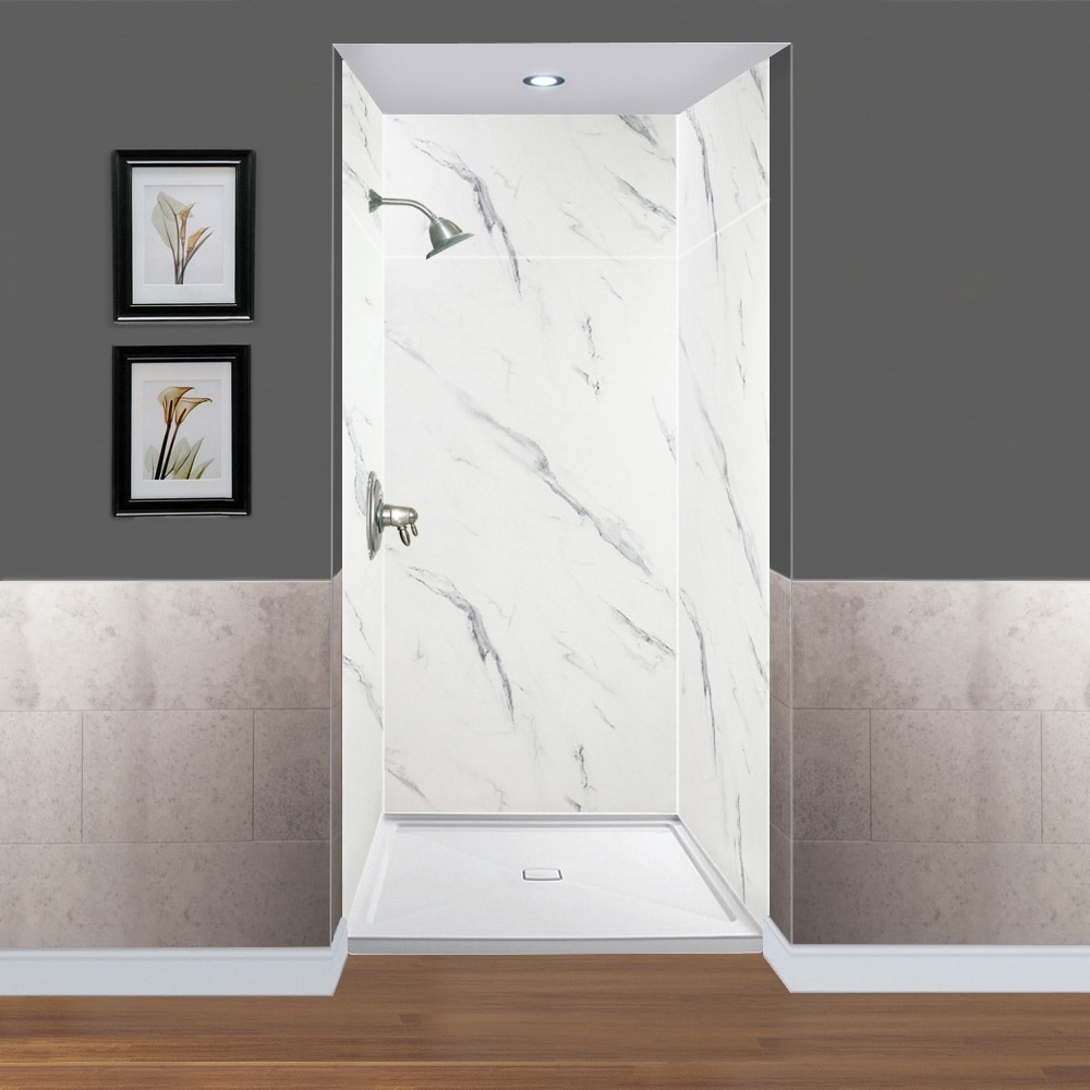 Transolid EWKX363696-41 Expressions 36-in W x 36-in D x 96.0-in H Bianca 3.0 -Piece Glue Up Alcove Shower panel kit