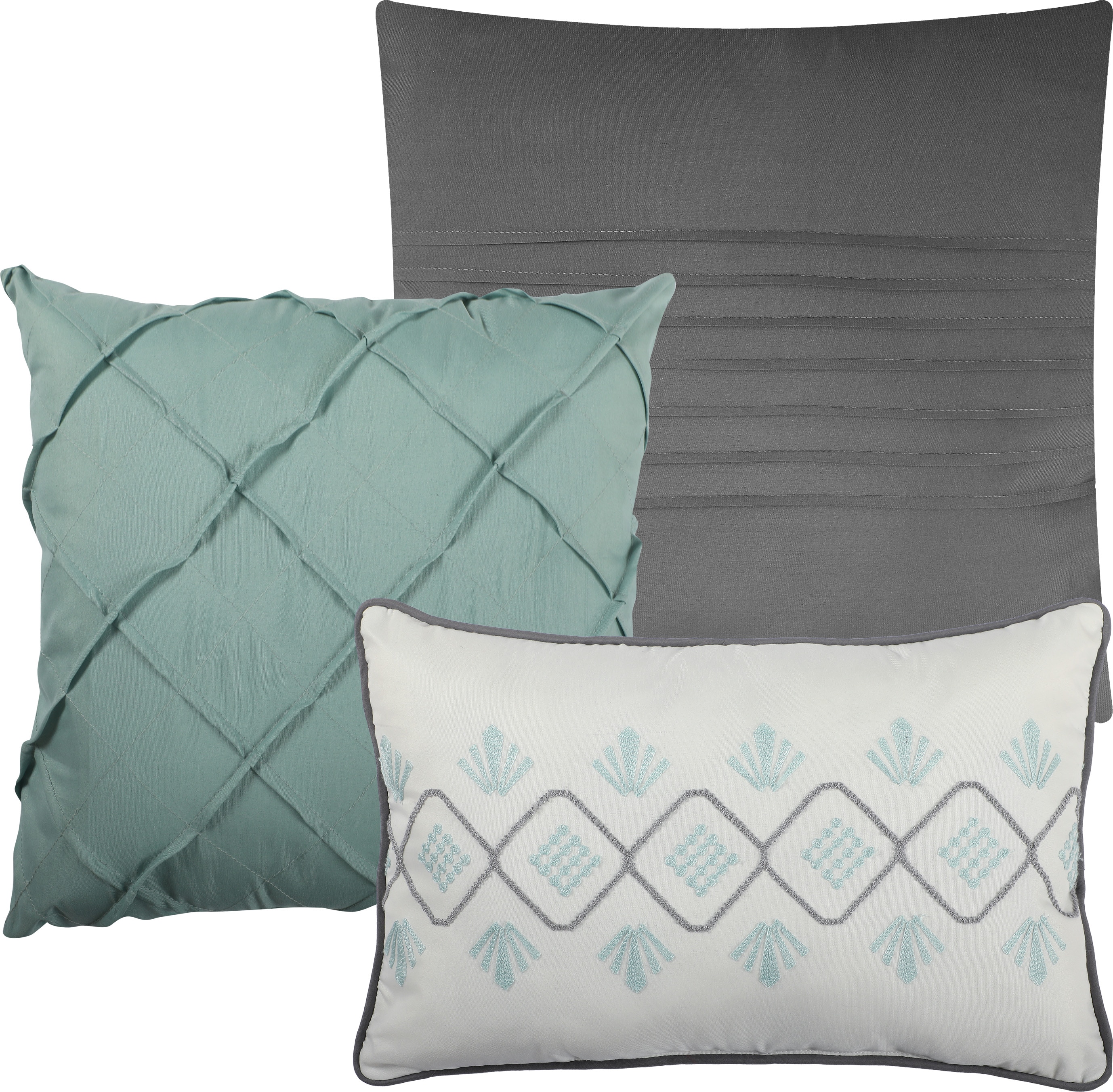 California King Blue Microfiber Geometric Comforter Set