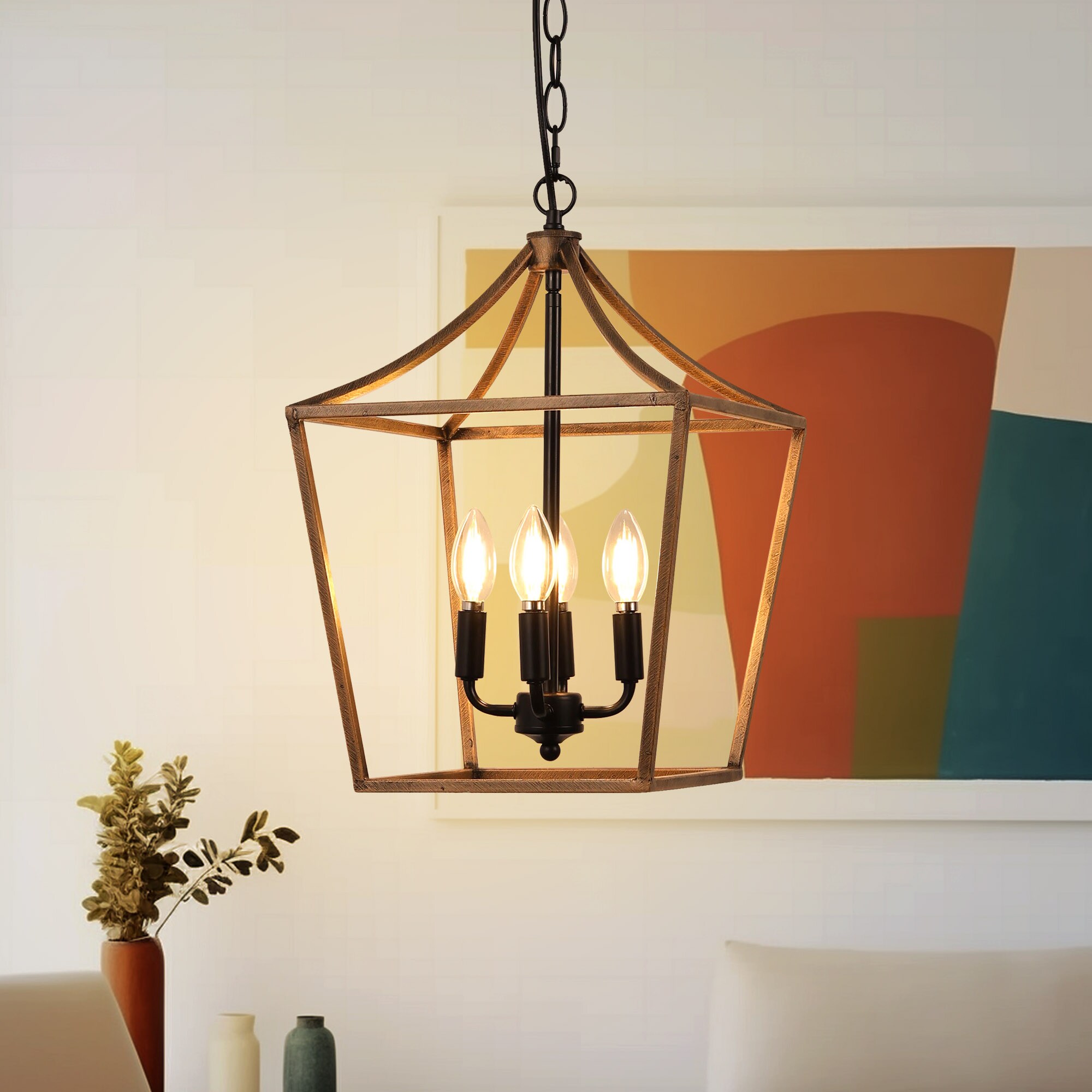 YANSUN LA-CX15401DGW-11 4 -Light Matte Black Industrial For Use in Bedrooms, Dining Rooms, Kitchens, Living Rooms Chandelier