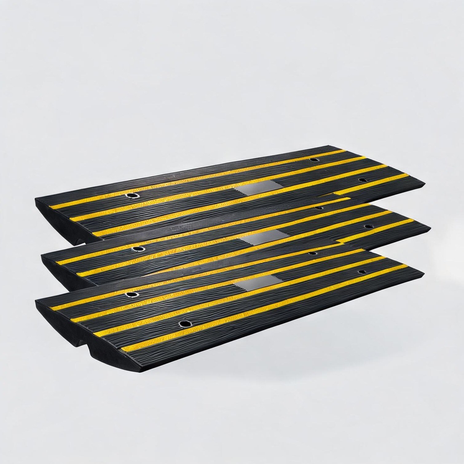 SunJet Deep Black Rubber Curb Ramp Set 3-Piece Expandable Supports Up ...