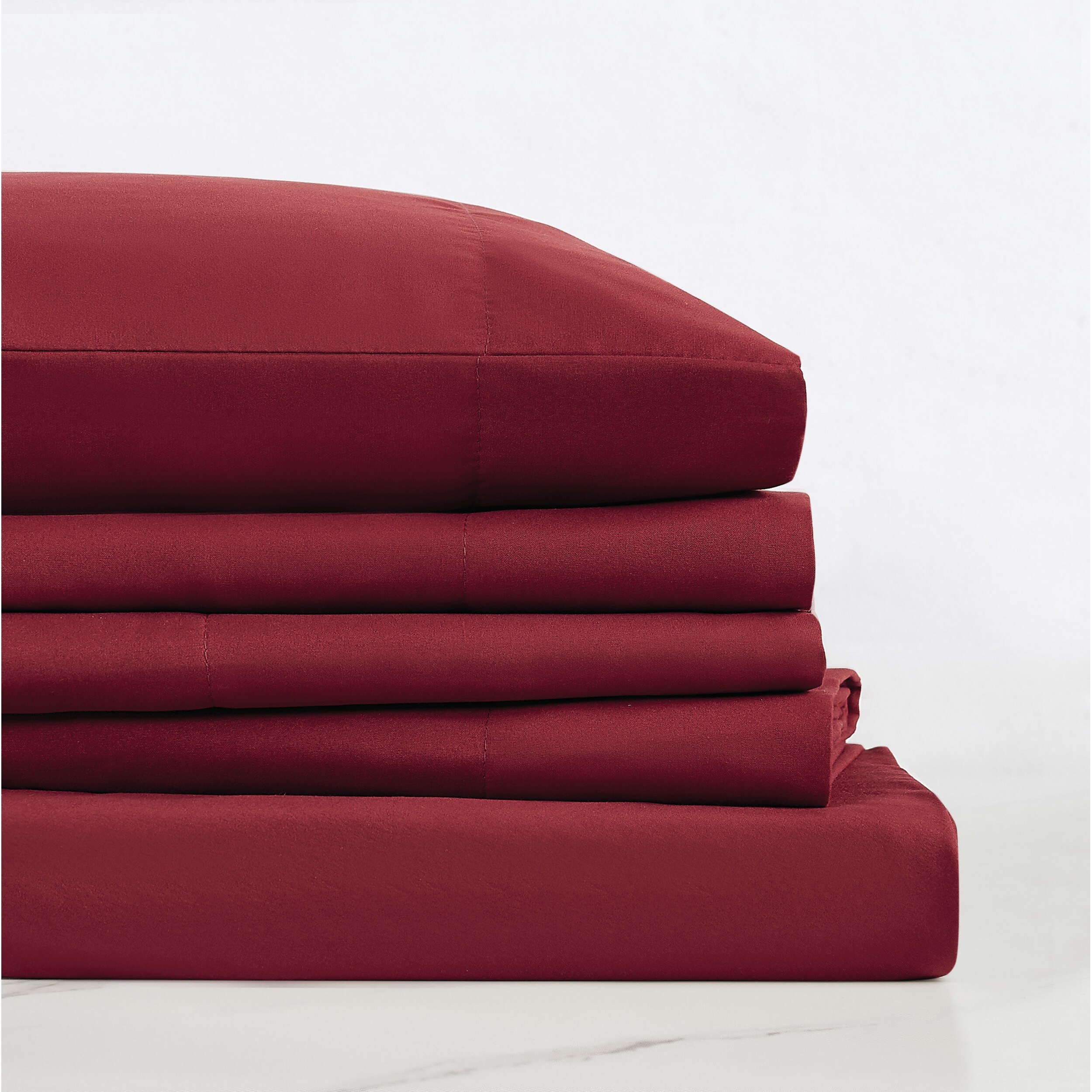 Truly Soft SS1658BUTW-4700 Twin 180 -Thread Count Microfiber Burgundy Bed Sheet Set