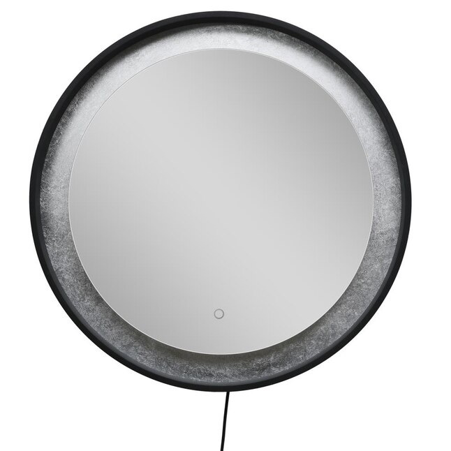 Led Lighted Black Round Bathroom Mirror, Wine Barrel Mirror Nz