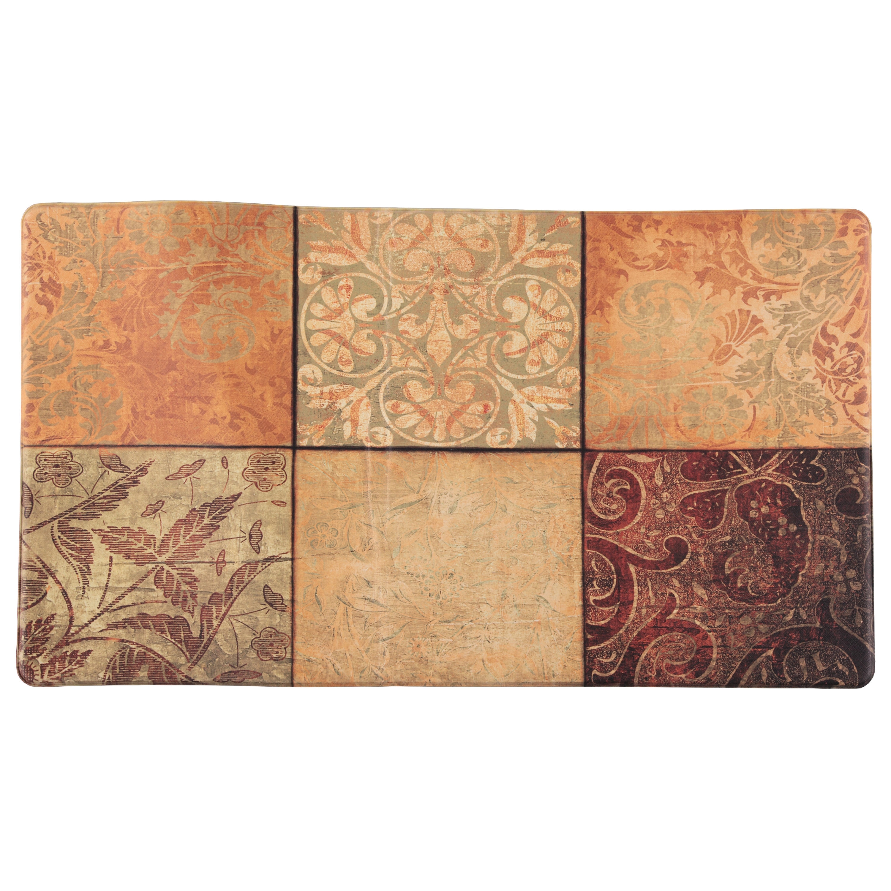Green and Brown PVC Mosaic Anti-Fatigue Kitchen Mat