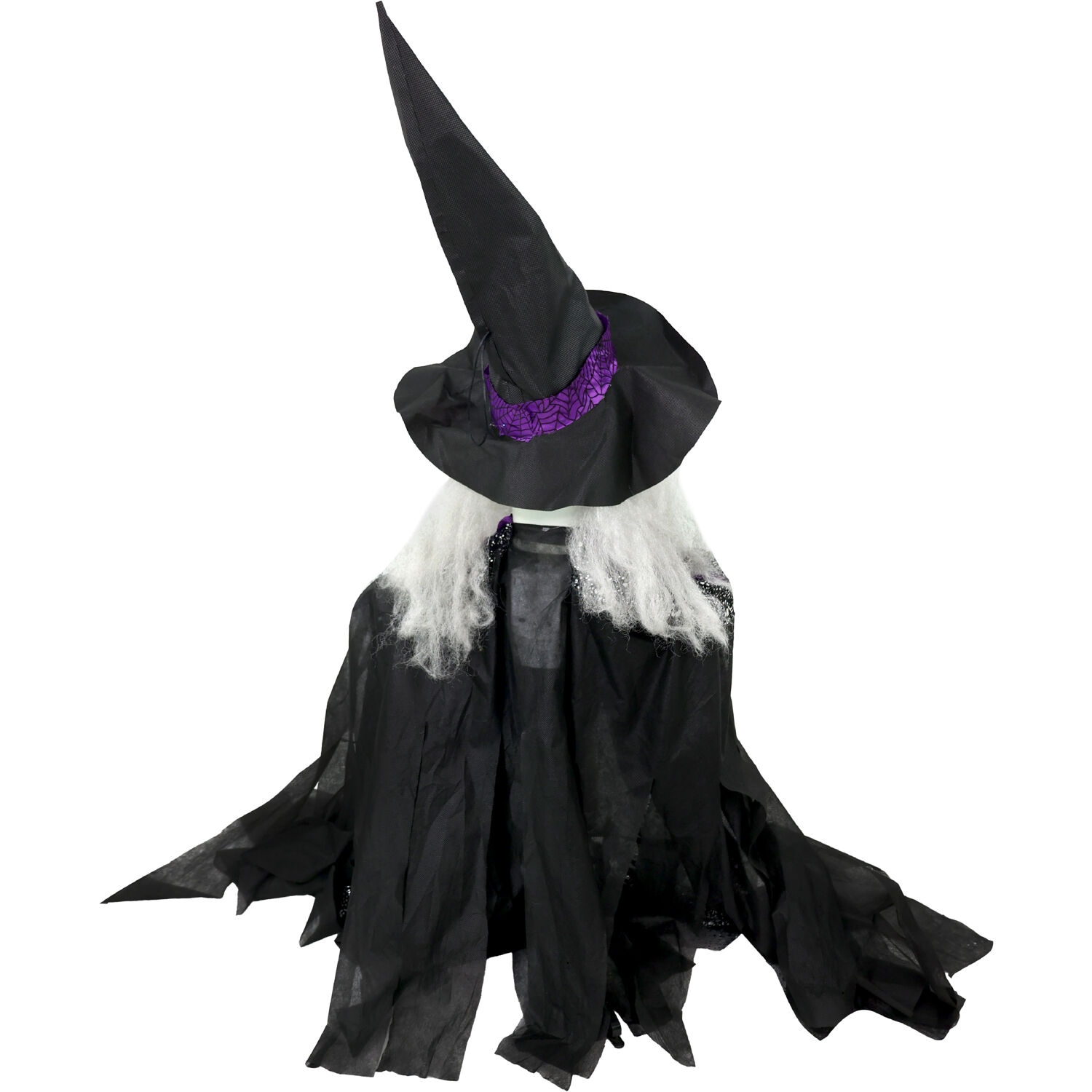 43" Green and Purple Animatronic Witch with LED Eyes