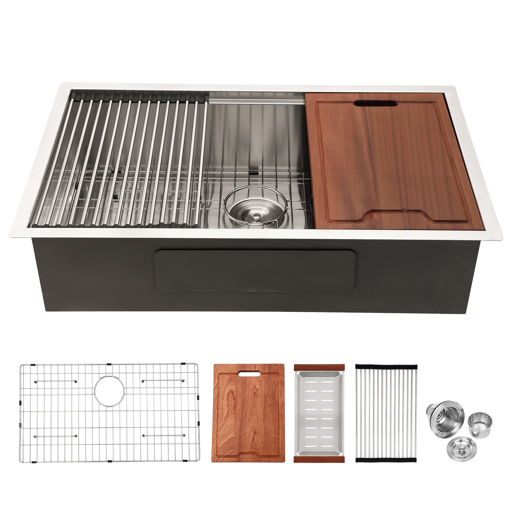 Rainlex Undermount Single Bowl Stainless Steel Kitchen Sink with Workstation