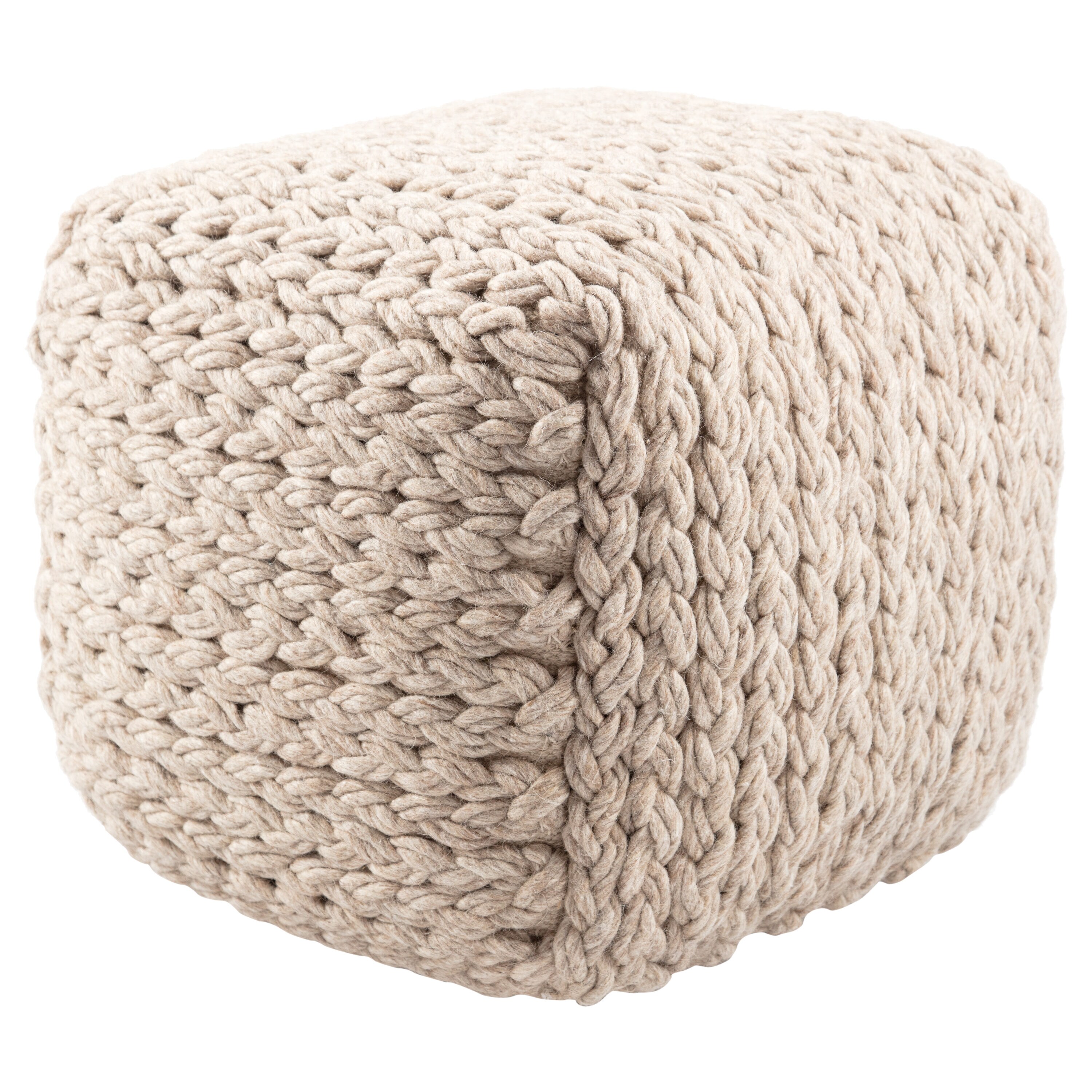 Jaipur Living BRF100200 Scandinavian Cream Wool Ottoman