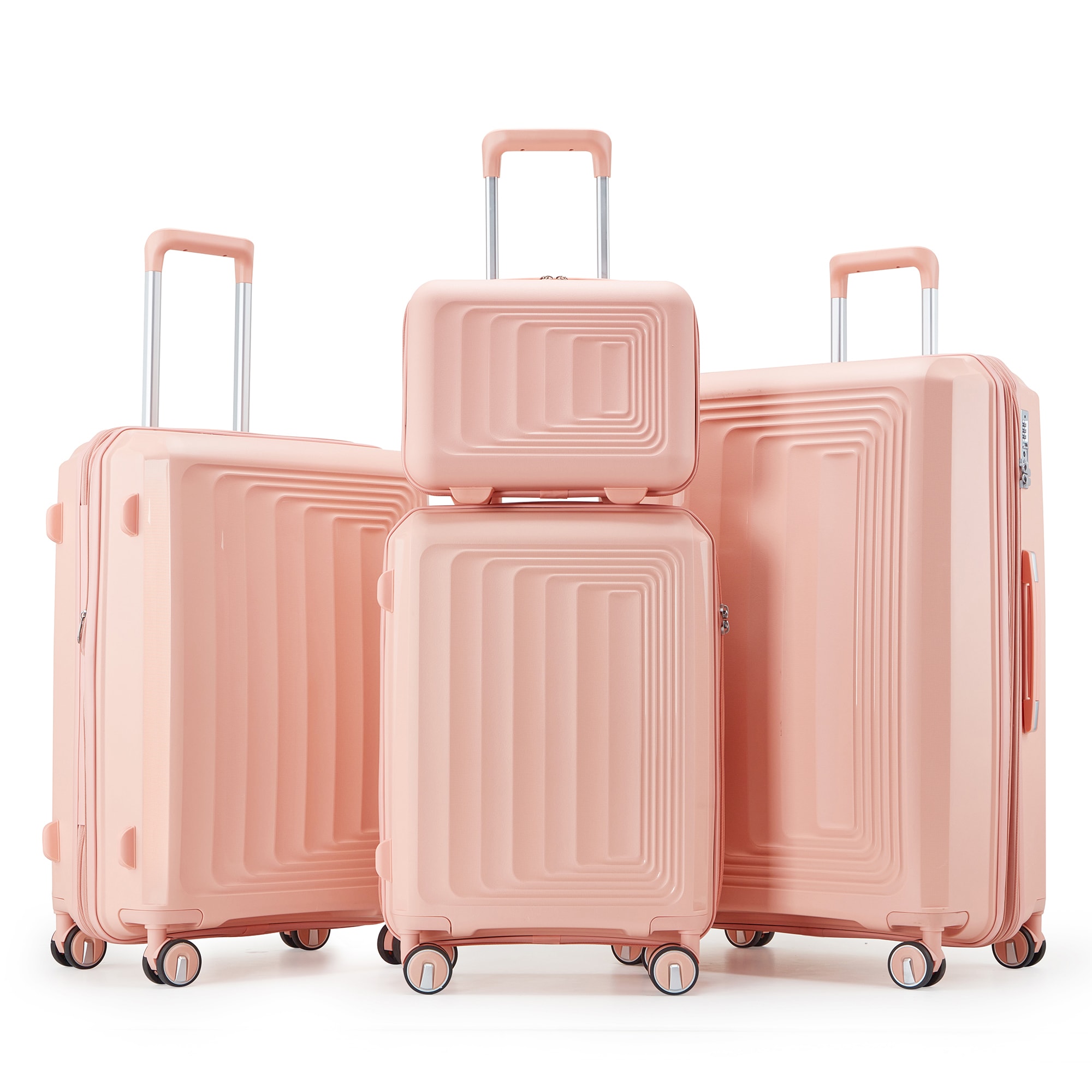 SINOFURN SYD9200002PK 18.5x12.6x29.5 Pink Plastic Hardshell Suitcase set 4 -Bag