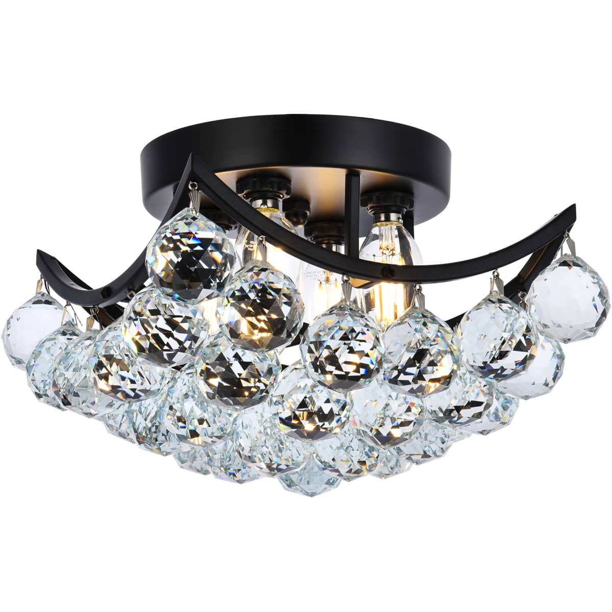 Elegant Lighting 1967158 V9800F10BK/RC Corona Flush Mount Black and Clear