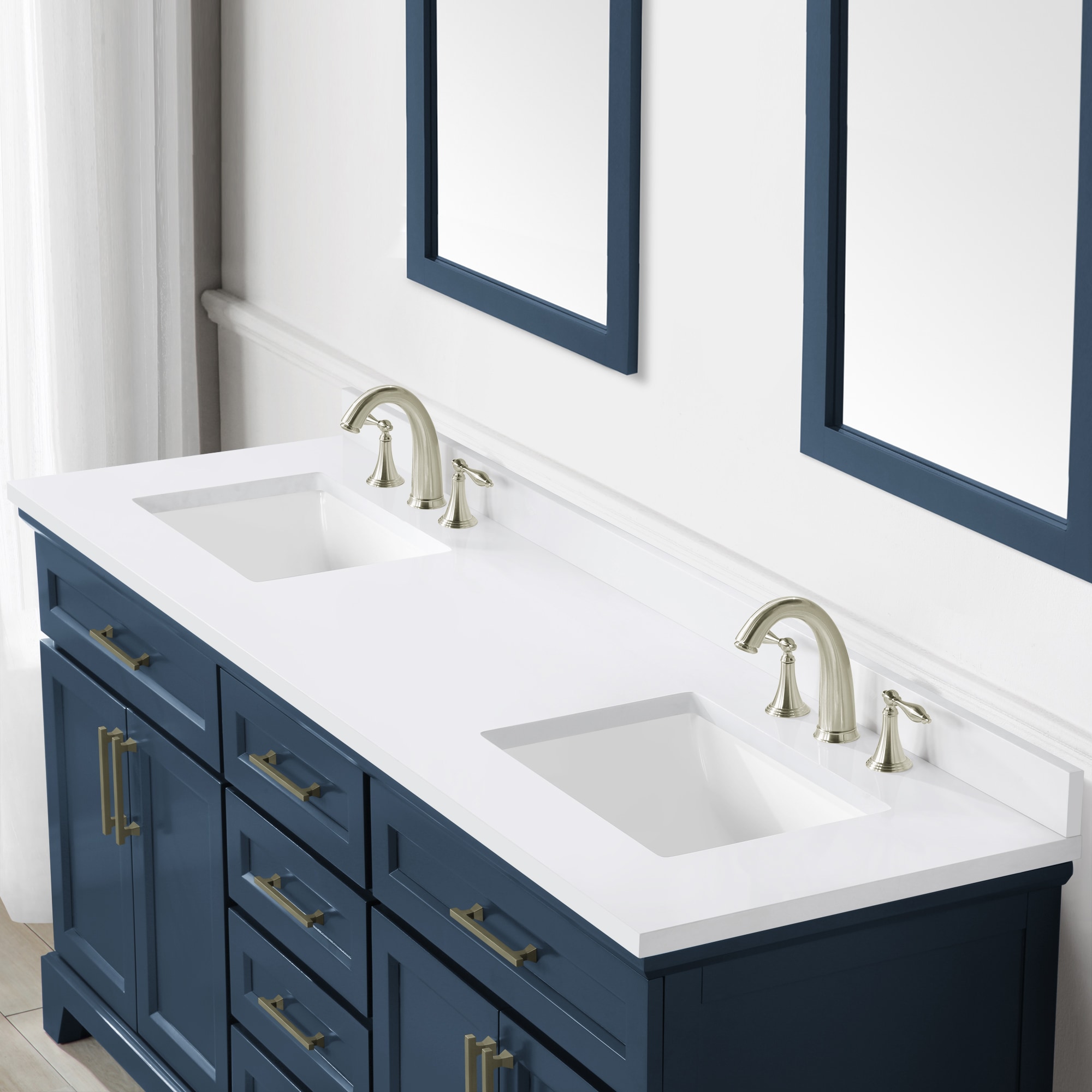 allen + roth Ronald 72-in Almond Toffee Undermount Double Sink