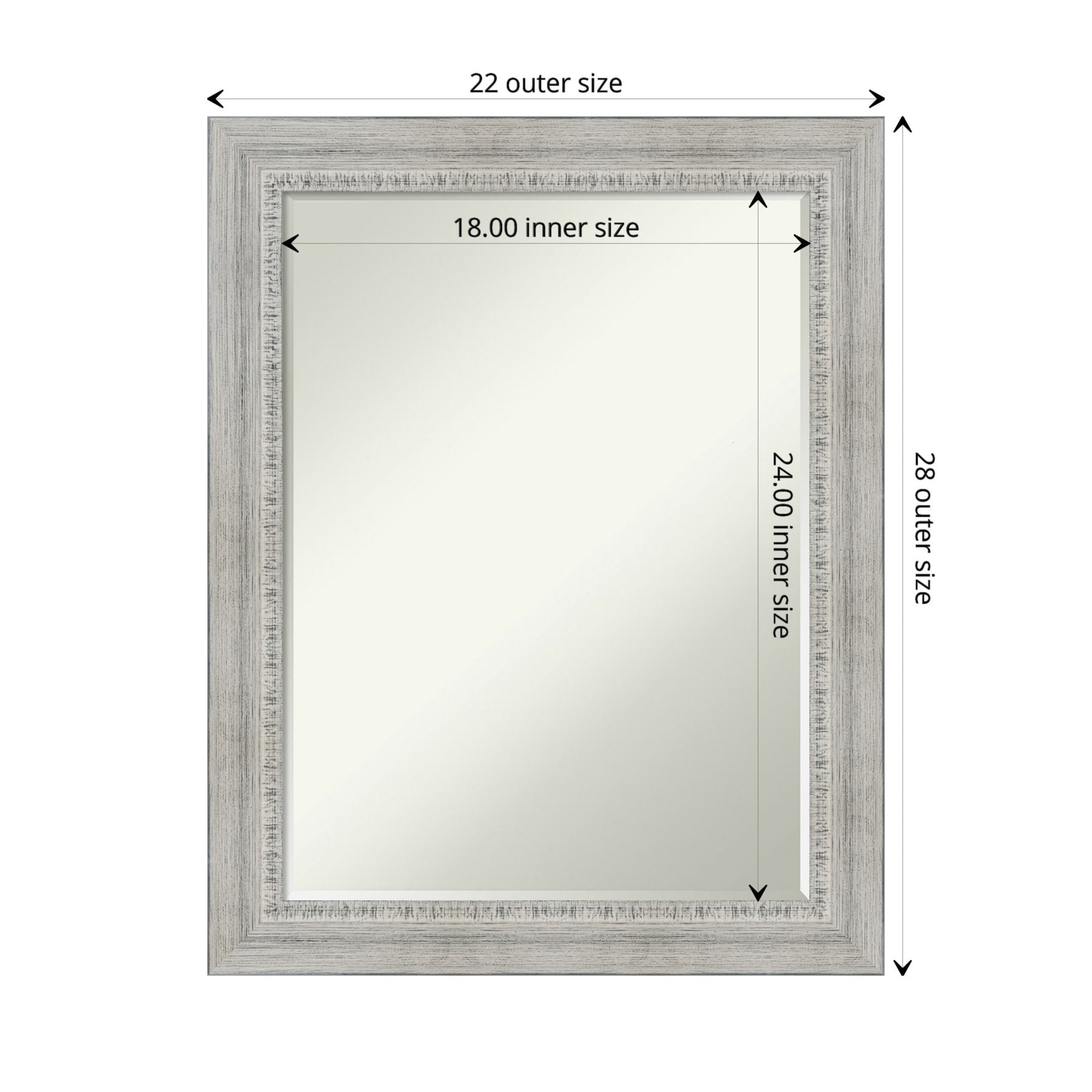 Rustic White Wash Wood Bathroom Vanity Mirror 35 x 30 in.
