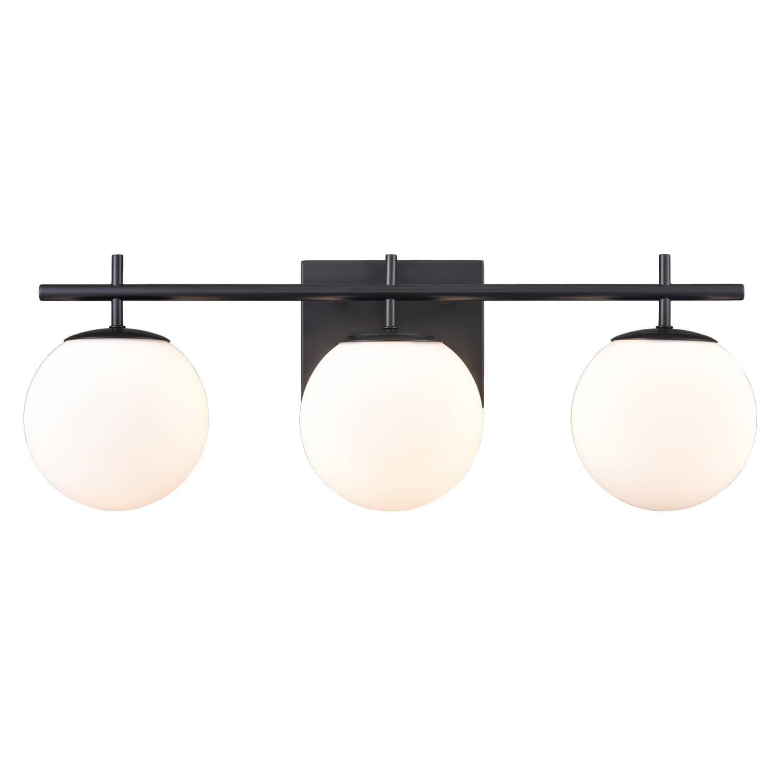 Claxy SH-B3212-3BU-BK Opal 23.62-in 3 -Light Polished Black Modern/contemporary Vanity light