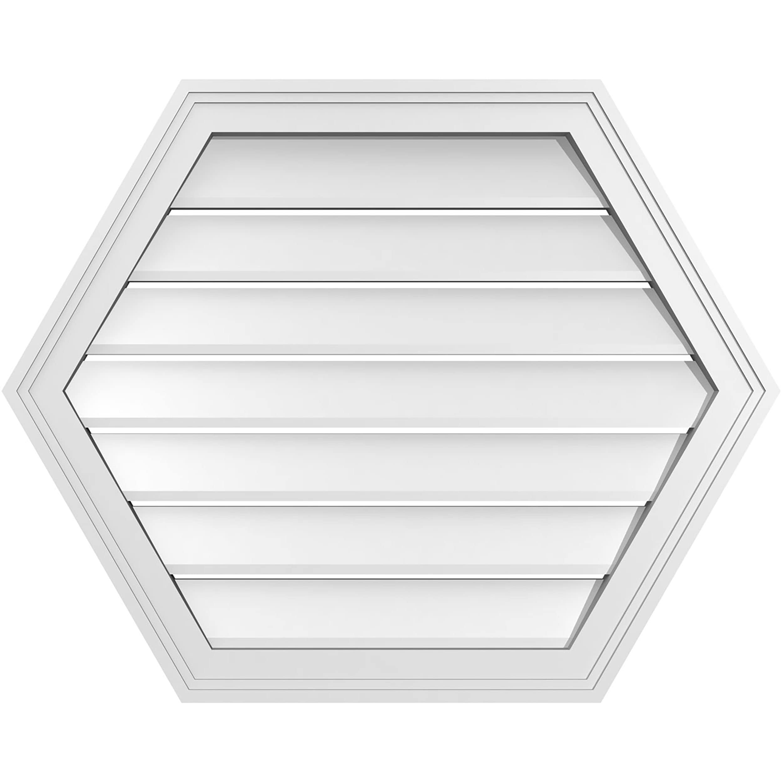 Ekena Millwork GVPHP30X2402SF 30-Inches x 24-Inches Off-white Peaked PVC Gable Louver Vent