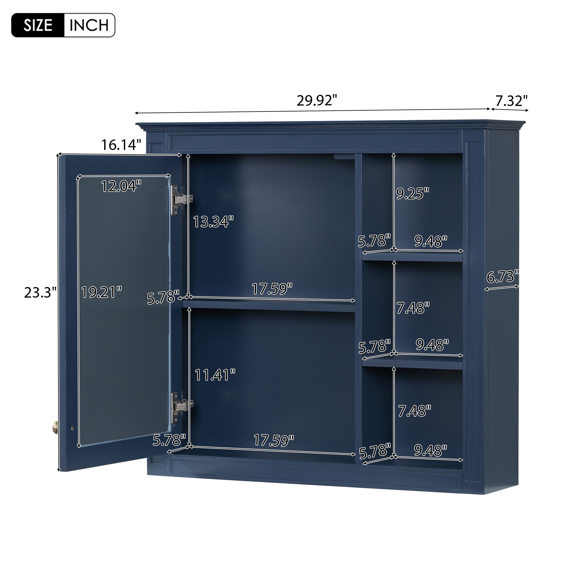 Hrinhom BA02-BLUE Bathroom-Medicine-Cabinets - View #7