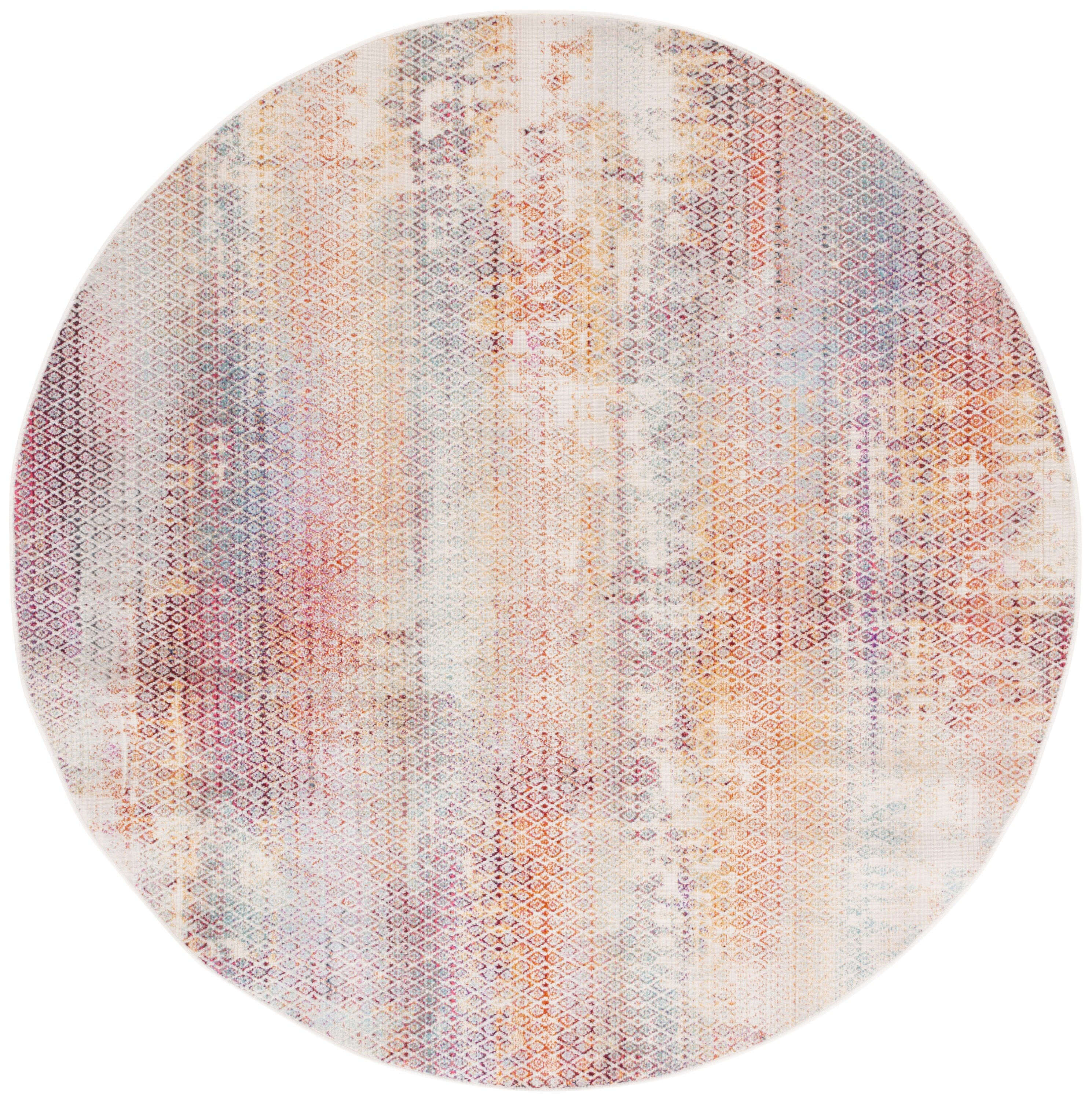Safavieh RBW658N-7R 7 x 7 (ft) Loomed Polypropylene Navy/Rust Gold Round Indoor/Outdoor Abstract Mid-Century Modern Area rug