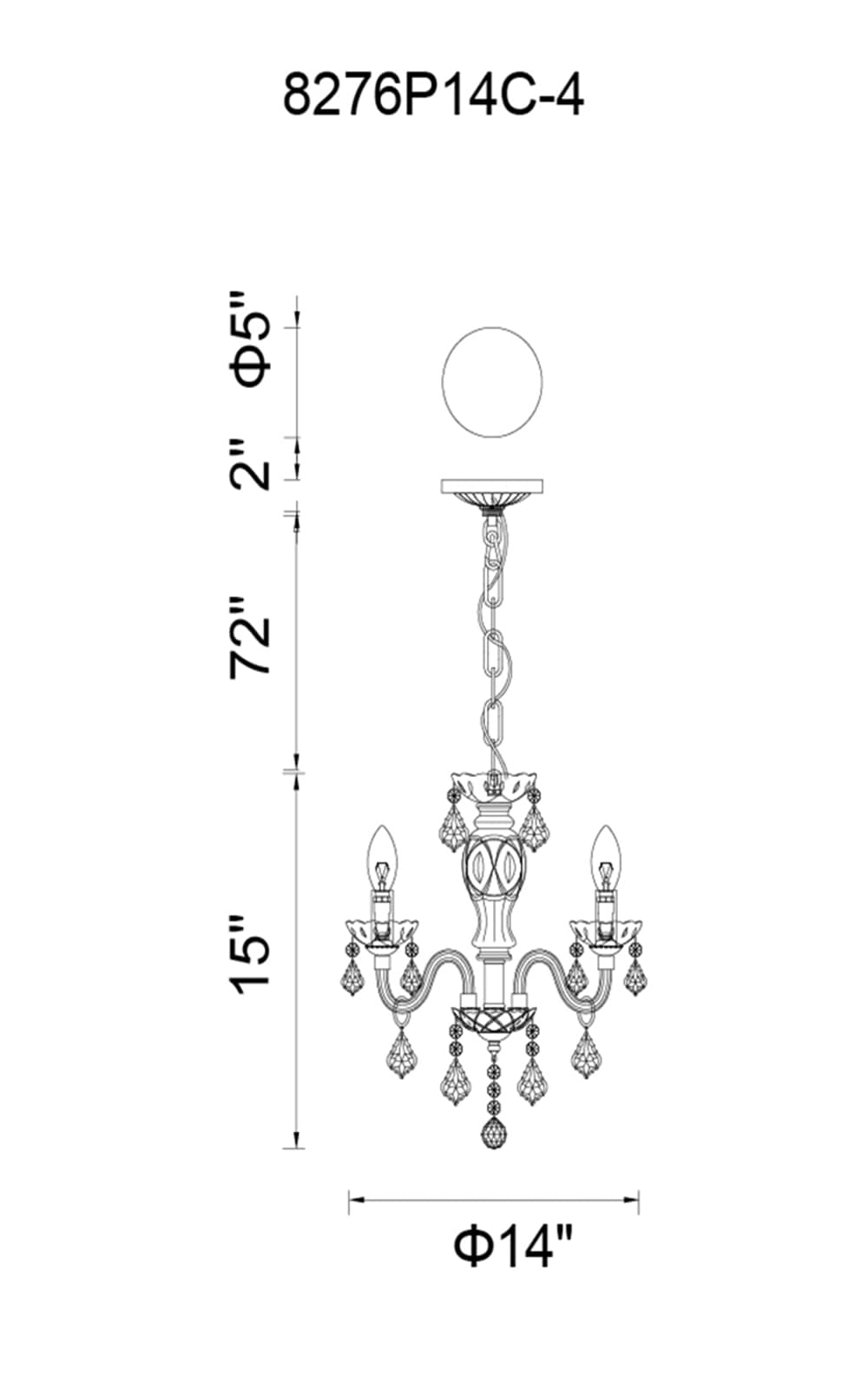 CWI Lighting 8276P14C-4 (CLEAR) b090015 - View #2