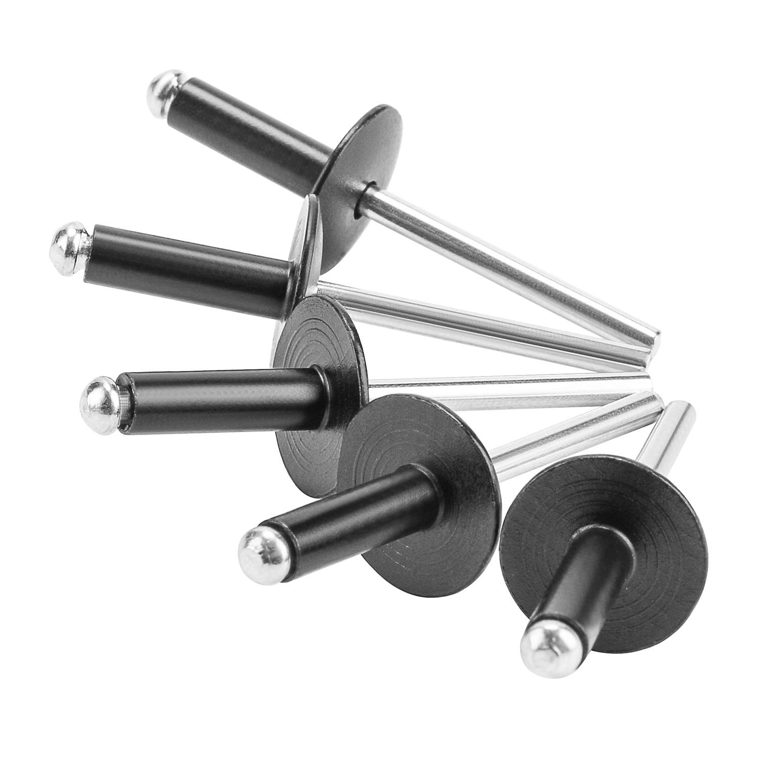 Etokfoks  100 Pack Black Large Flange Aluminum Blind Rivets 3 16 in x 1 in with 5 8 in Flange Diameter