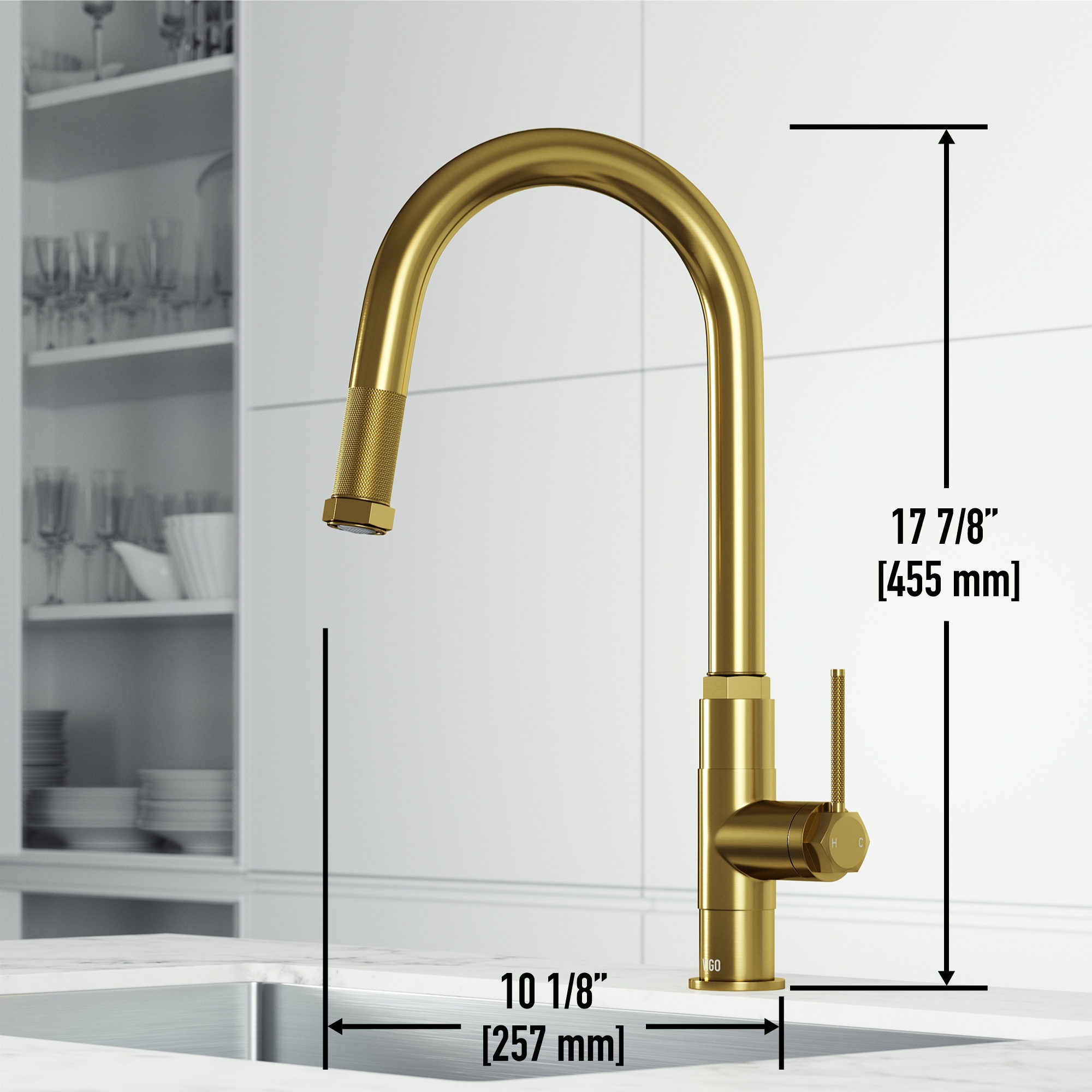 VIGO Hart Matte Brushed Gold Single Handle Pull-down Kitchen Faucet ...