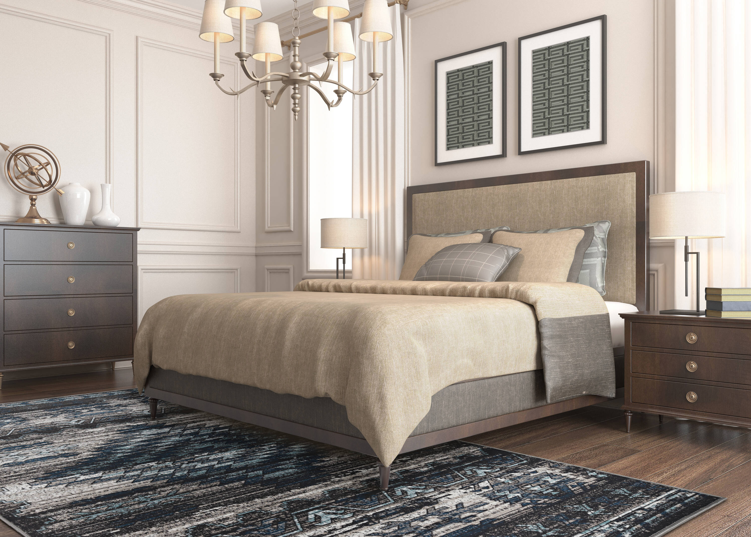 Linon RUGVT0291 Vintage 9 x 12 (ft) Loomed Polyester Gray Rectangular Indoor Distressed/Overdyed Southwestern Area rug