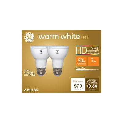 Ge Warm White 50 Watt Eq Led Par20, Warm White Led Light Bulbs