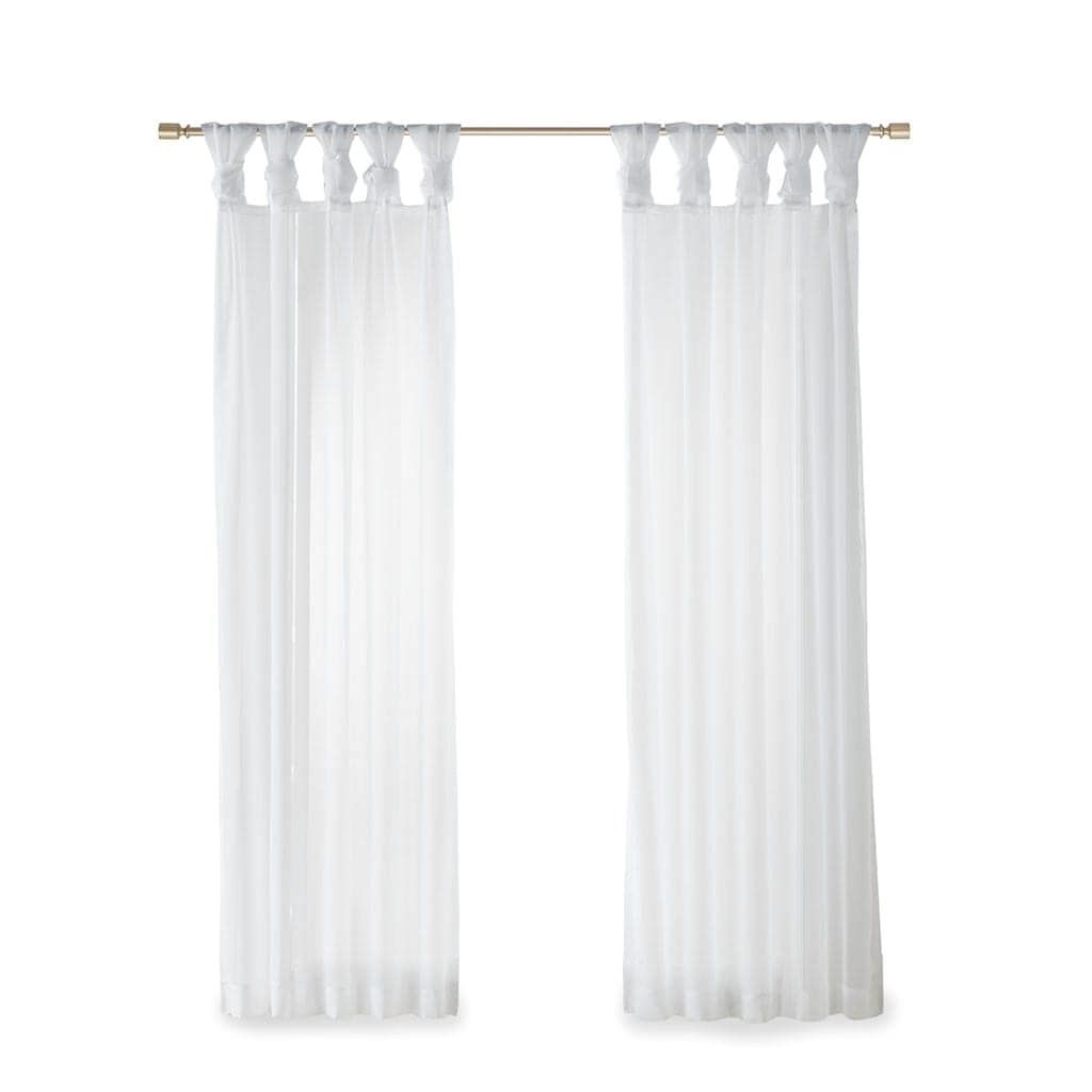 Vynxaria LESX0172-DJCL-CP0091 50x84inch Twisted Tab Voile Sheer Window Curtain PairLightweight2 Pc PanelWhite