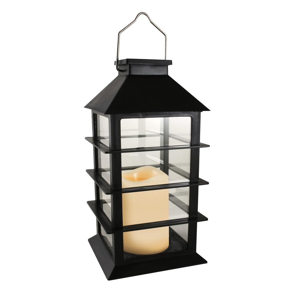 Globe Electric 6.8-in x 16-in Matte Black Metal LED Light Outdoor  Decorative Lantern in the Outdoor Decorative Lanterns department at