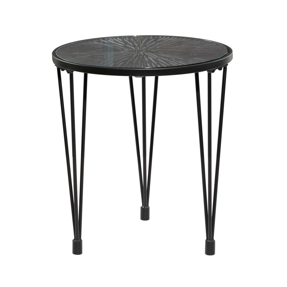 Grayson Lane 16584 19.5-in W x 21.8-in H Black Glass Round Modern End Table Fully Assembled